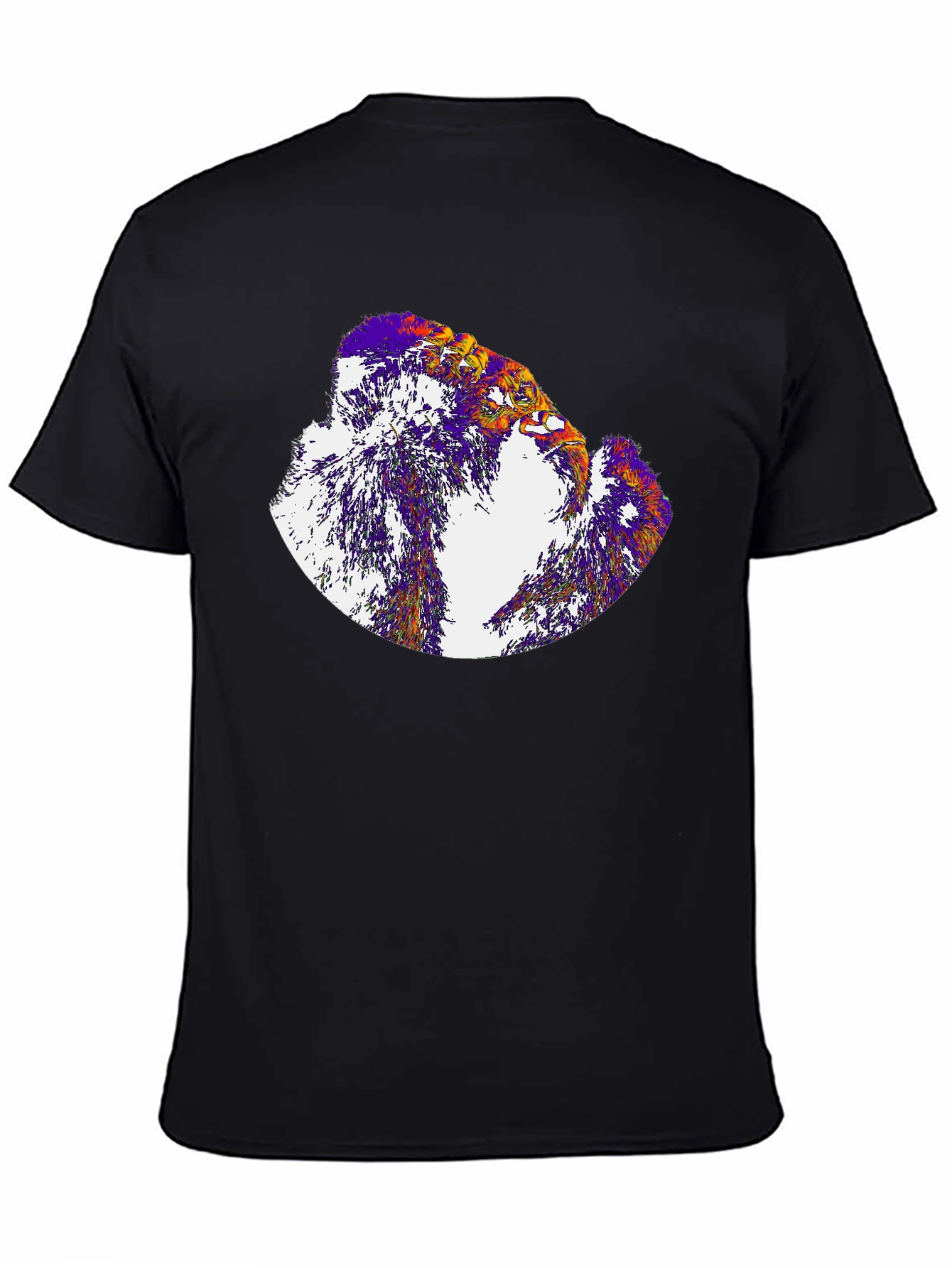 Black Abstract Eagle Graphic Tee - Black Cotton Blend Shirt view 4