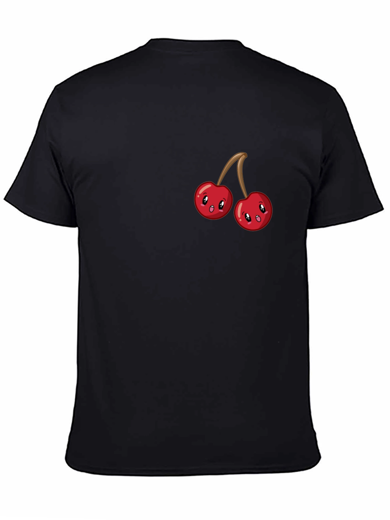 Black Cute Cherry Graphic Tee - Black Cotton T-Shirt view 4