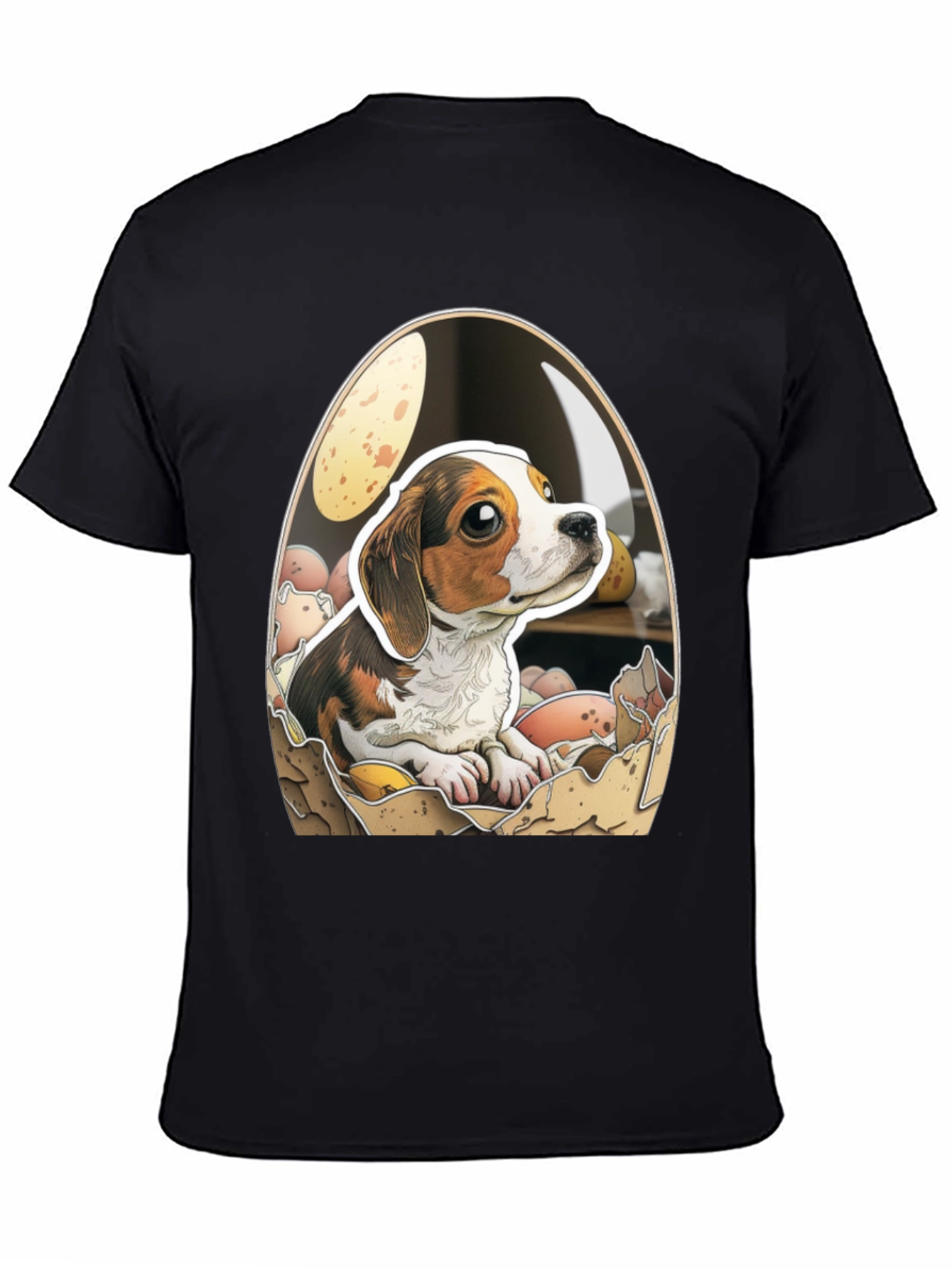 Black Eggcellent Beagle T-Shirt view 4