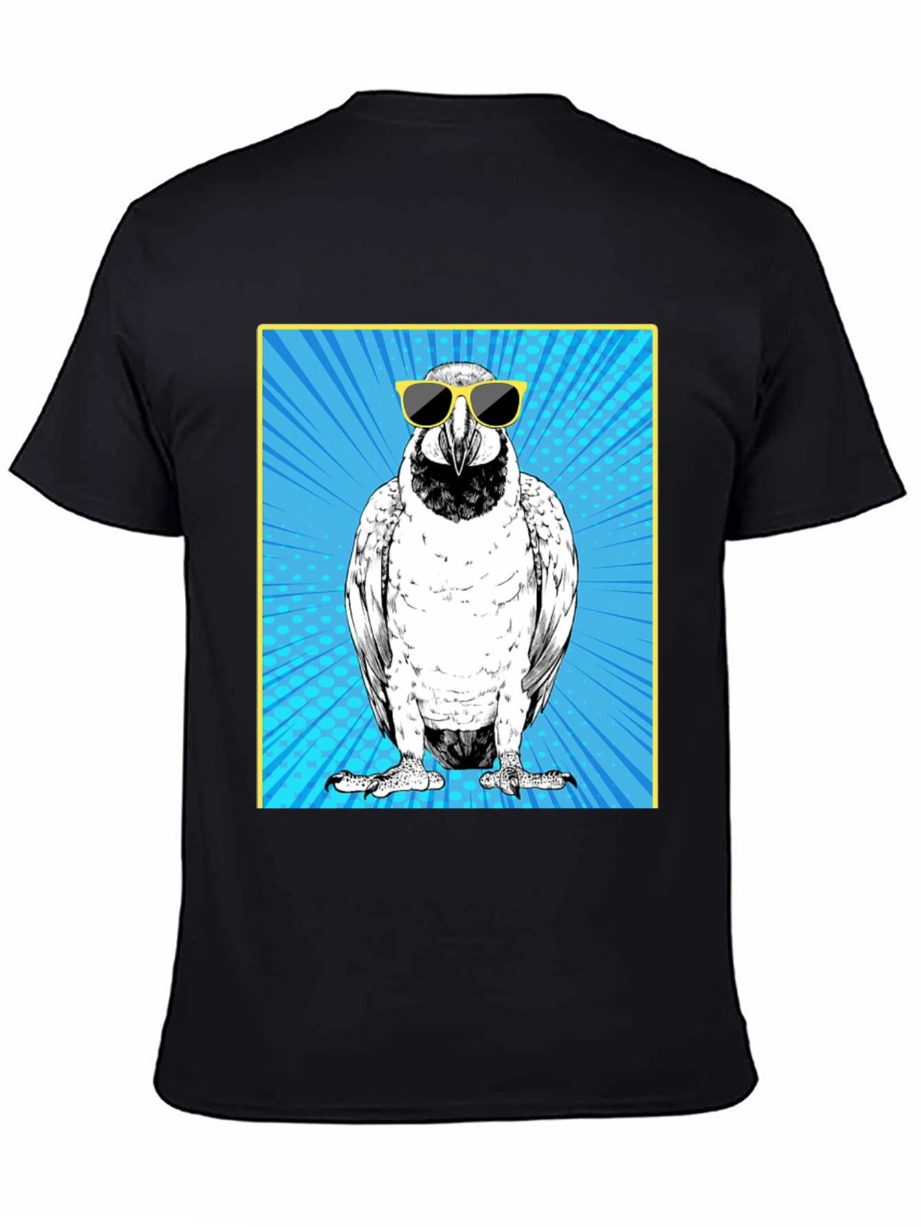 Black Cool Bird Graphic Tee - Black Cotton T-Shirt view 4
