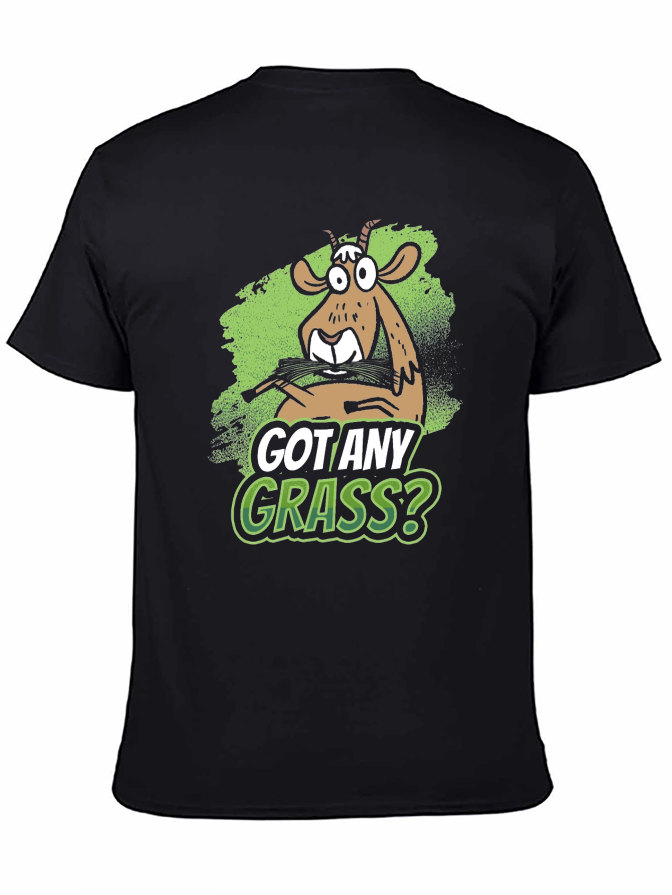 Black Got Any Grass? Graphic Tee - Funny Goat Design view 4