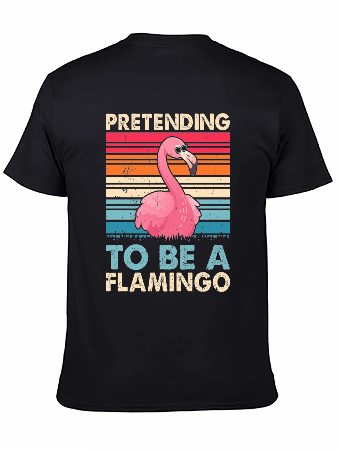 Black Funny Flamingo T-Shirt - Pretending to be a Flamingo view 4