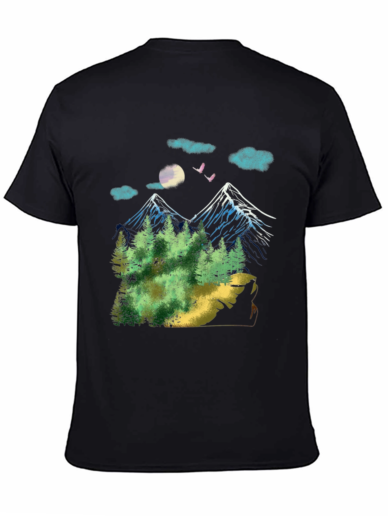 Black Mountain Landscape Graphic T-Shirt view 4