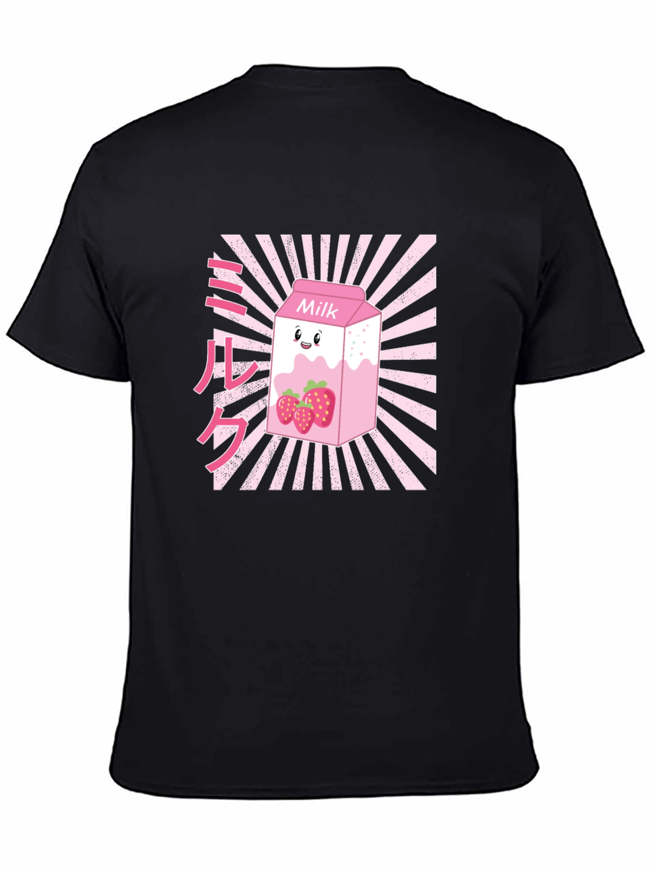 Black Strawberry Milk Graphic T-Shirt - Black view 4