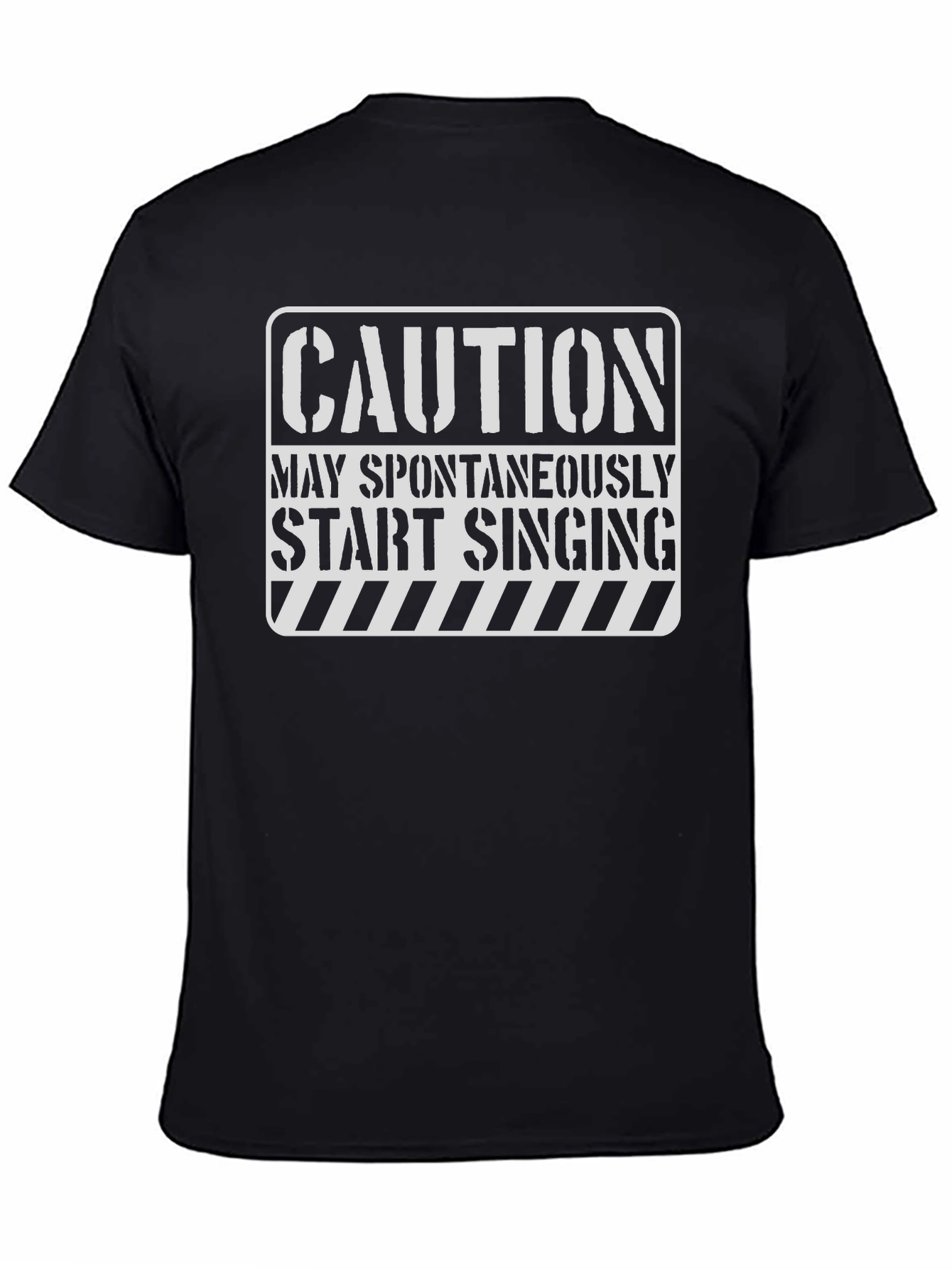 Black Caution May Spontaneously Start Singing Black T-Shirt view 4