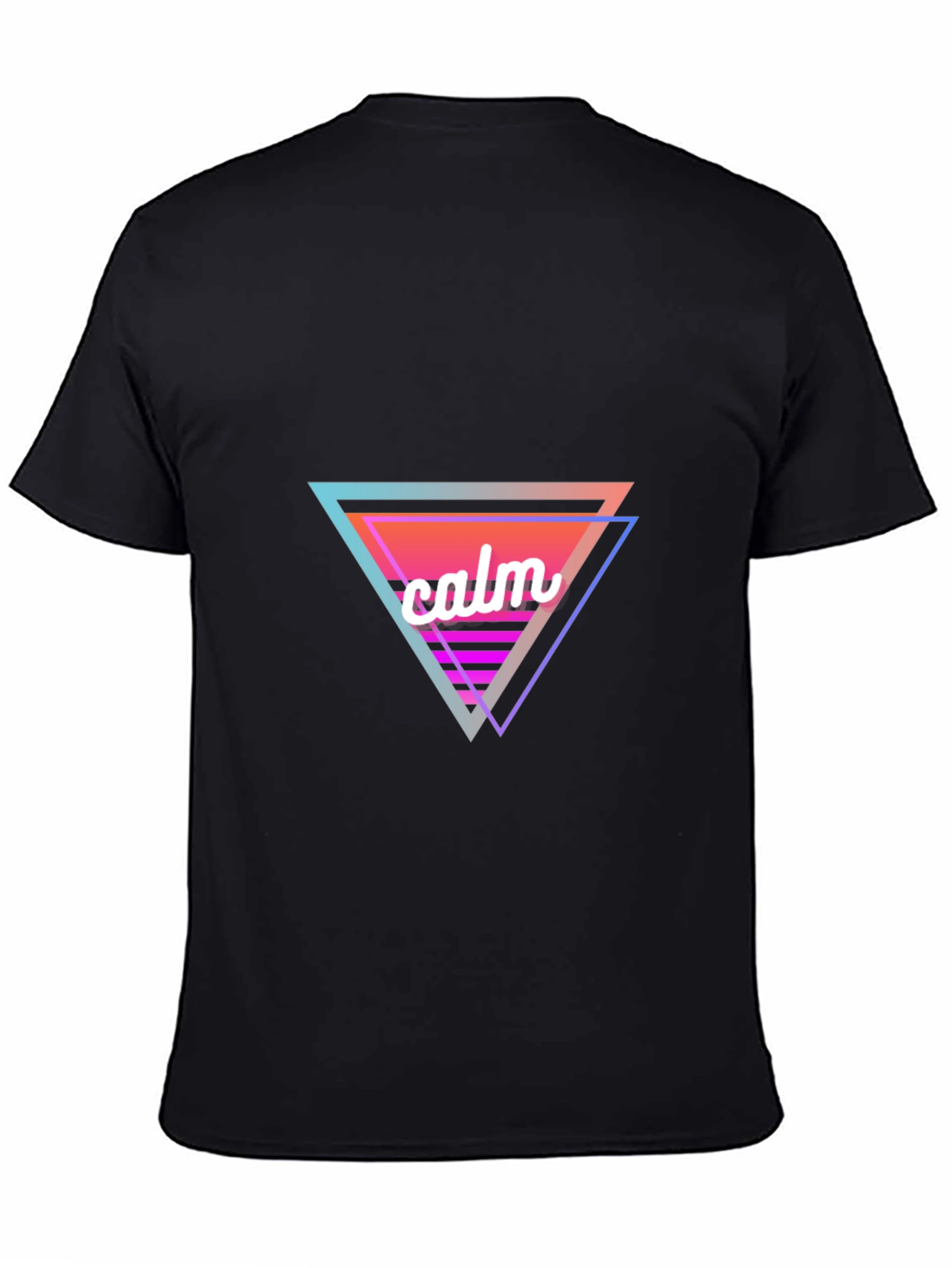 Black Calm Triangle Graphic Black T-Shirt view 4