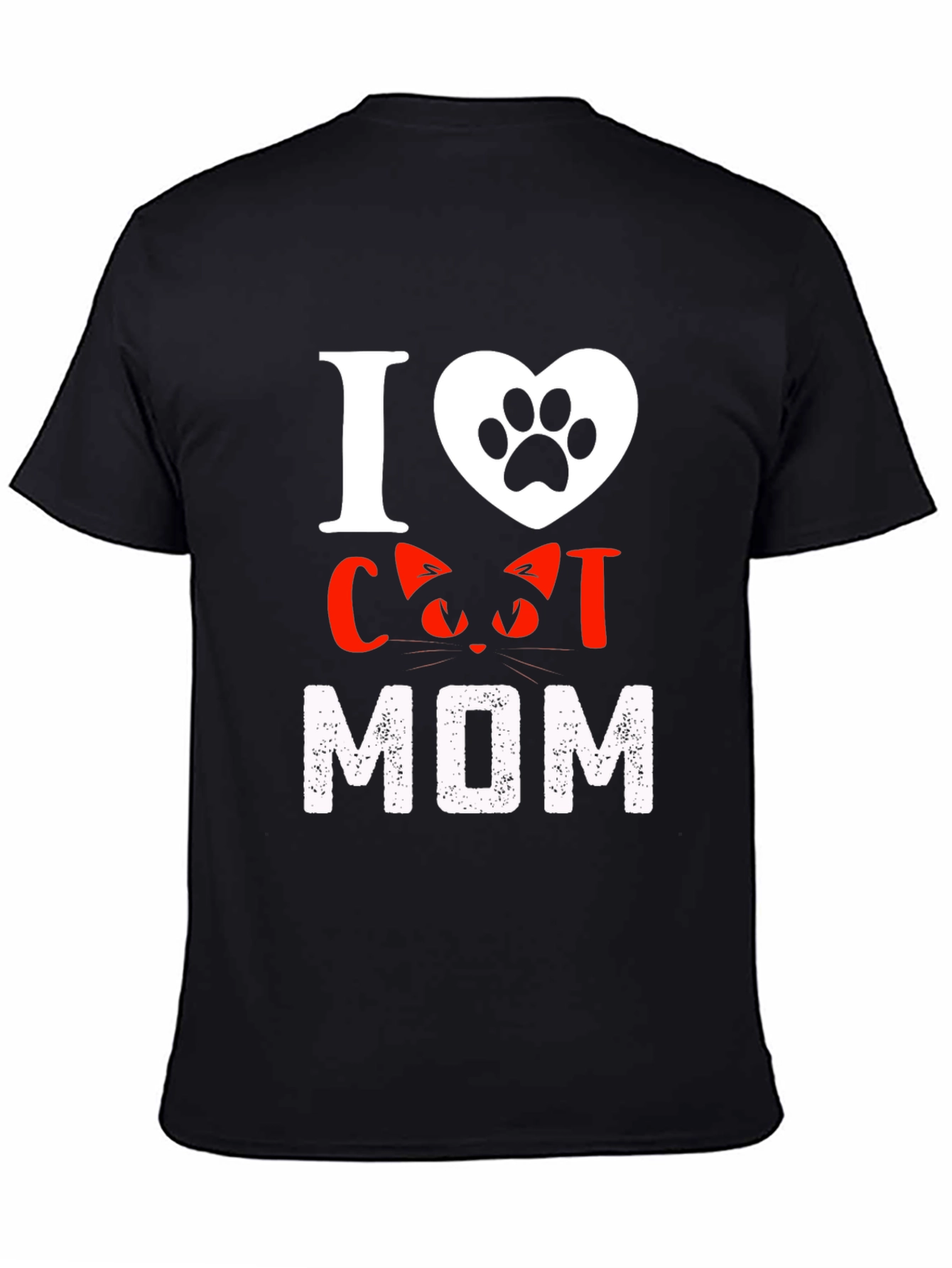 I Love Cat Mom T-Shirt - Black - 4