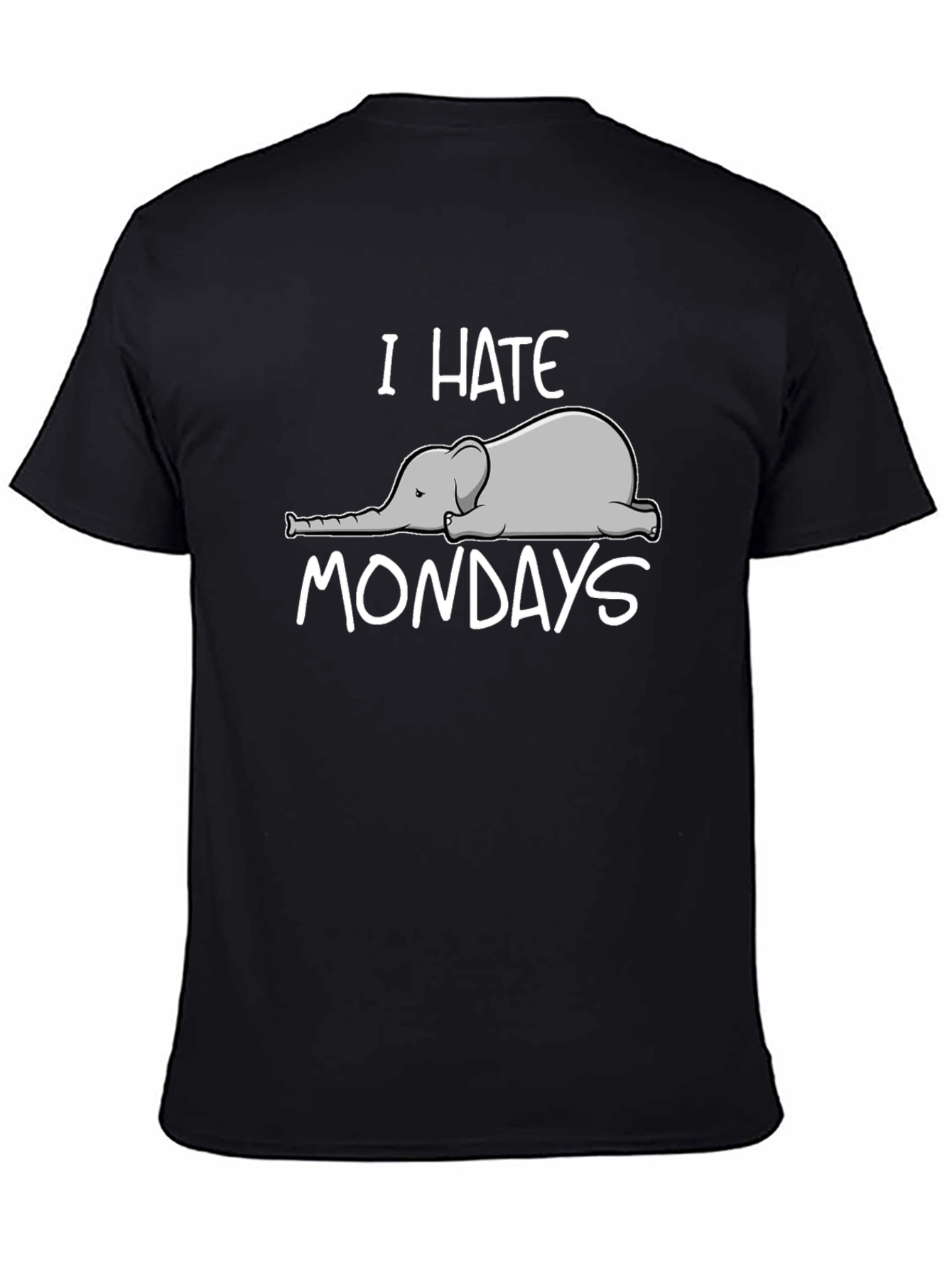 Black I Hate Mondays Elephant Graphic T-Shirt view 4