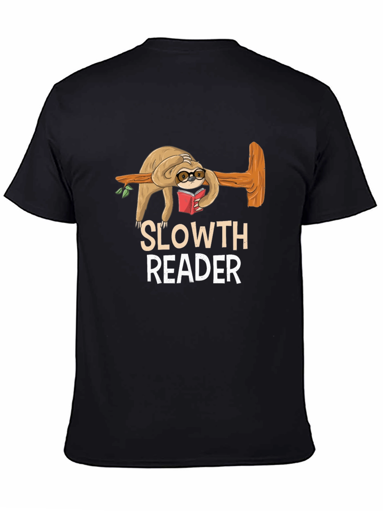 Black Sloth Reader Graphic Tee - Book Lover Shirt view 4