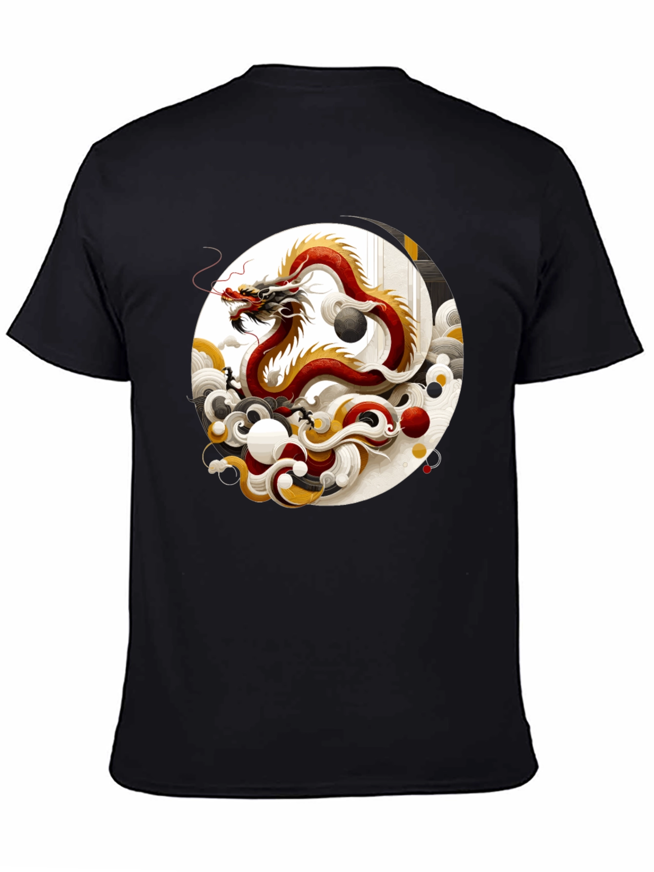 Black Yin Yang Dragon Graphic Tee view 4