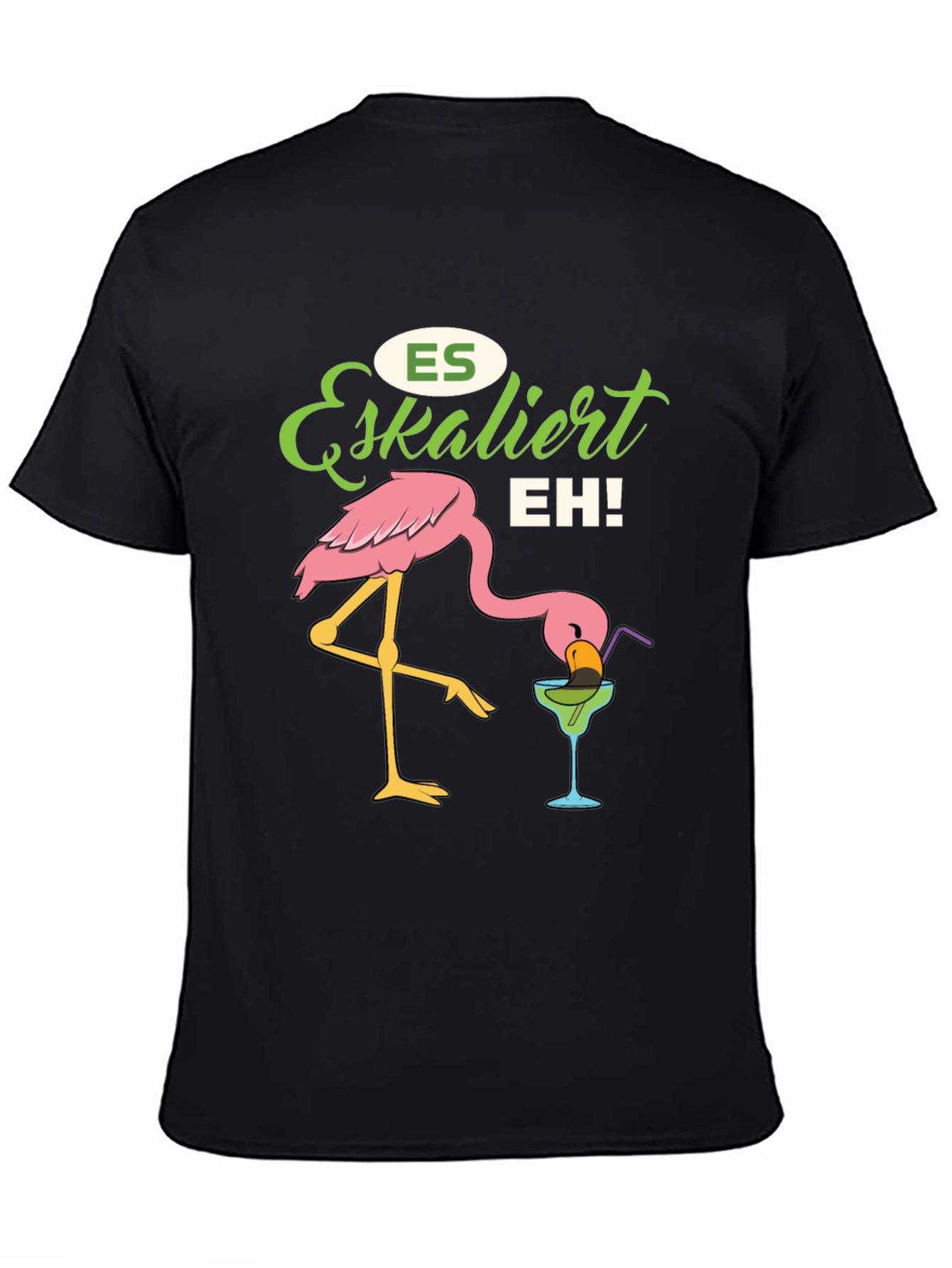 Black Es Eskaliert EH! Flamingo T-Shirt view 4