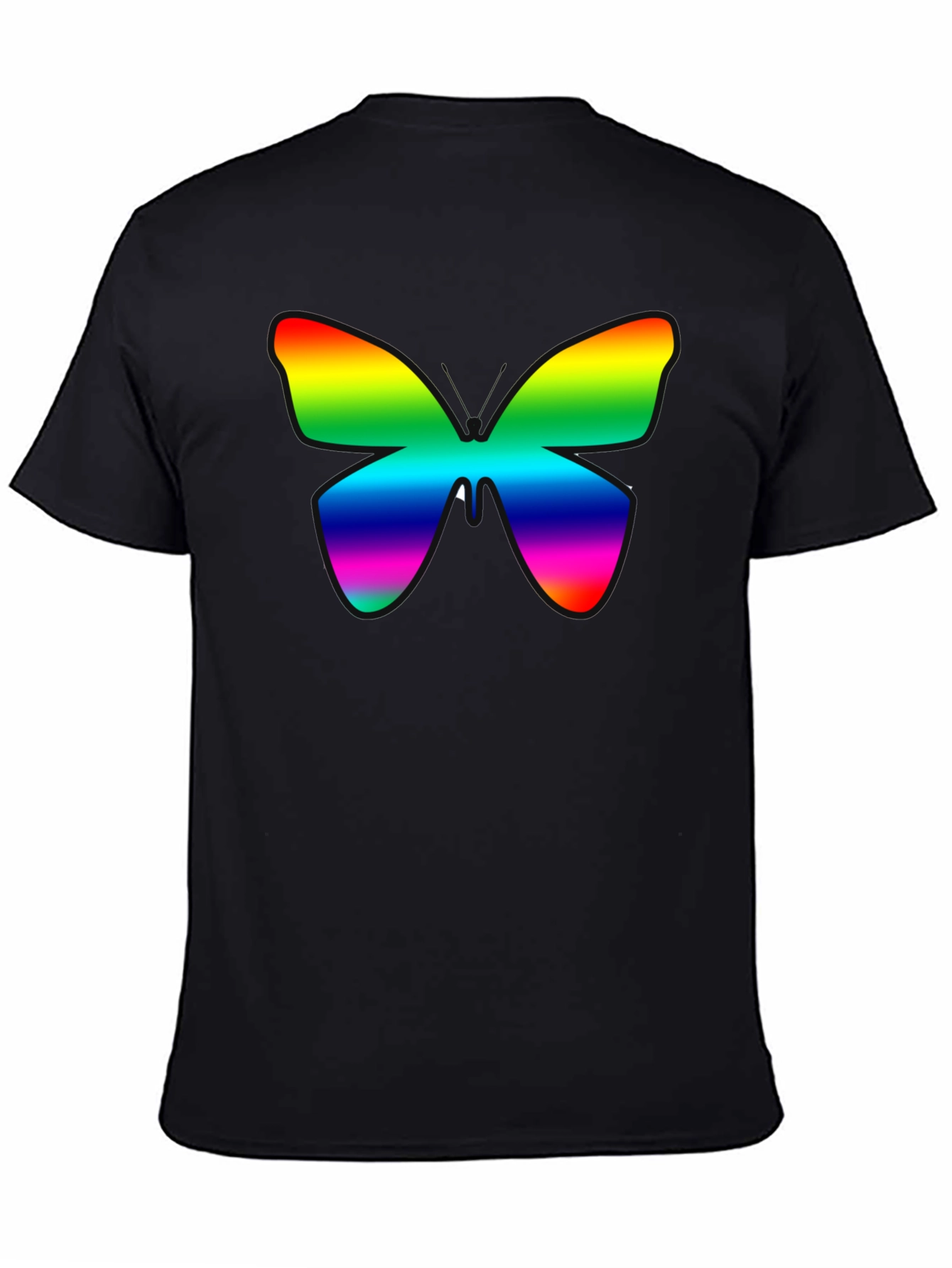 Black Rainbow Butterfly Graphic Black T-Shirt view 4