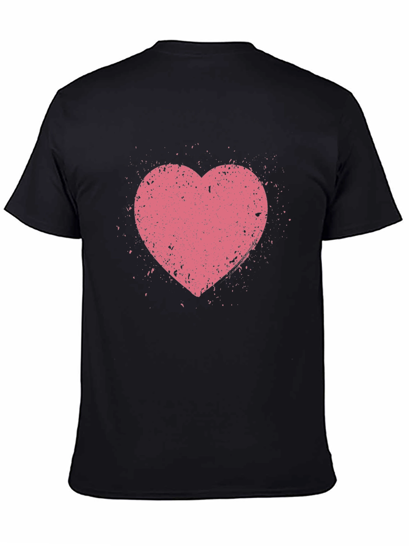 Black Distressed Heart Graphic Tee - Black Casual Shirt view 4
