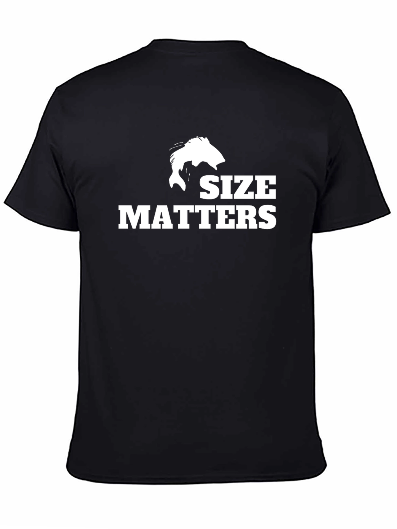 Black Size Matters Fish T-Shirt - Black Cotton Tee view 4