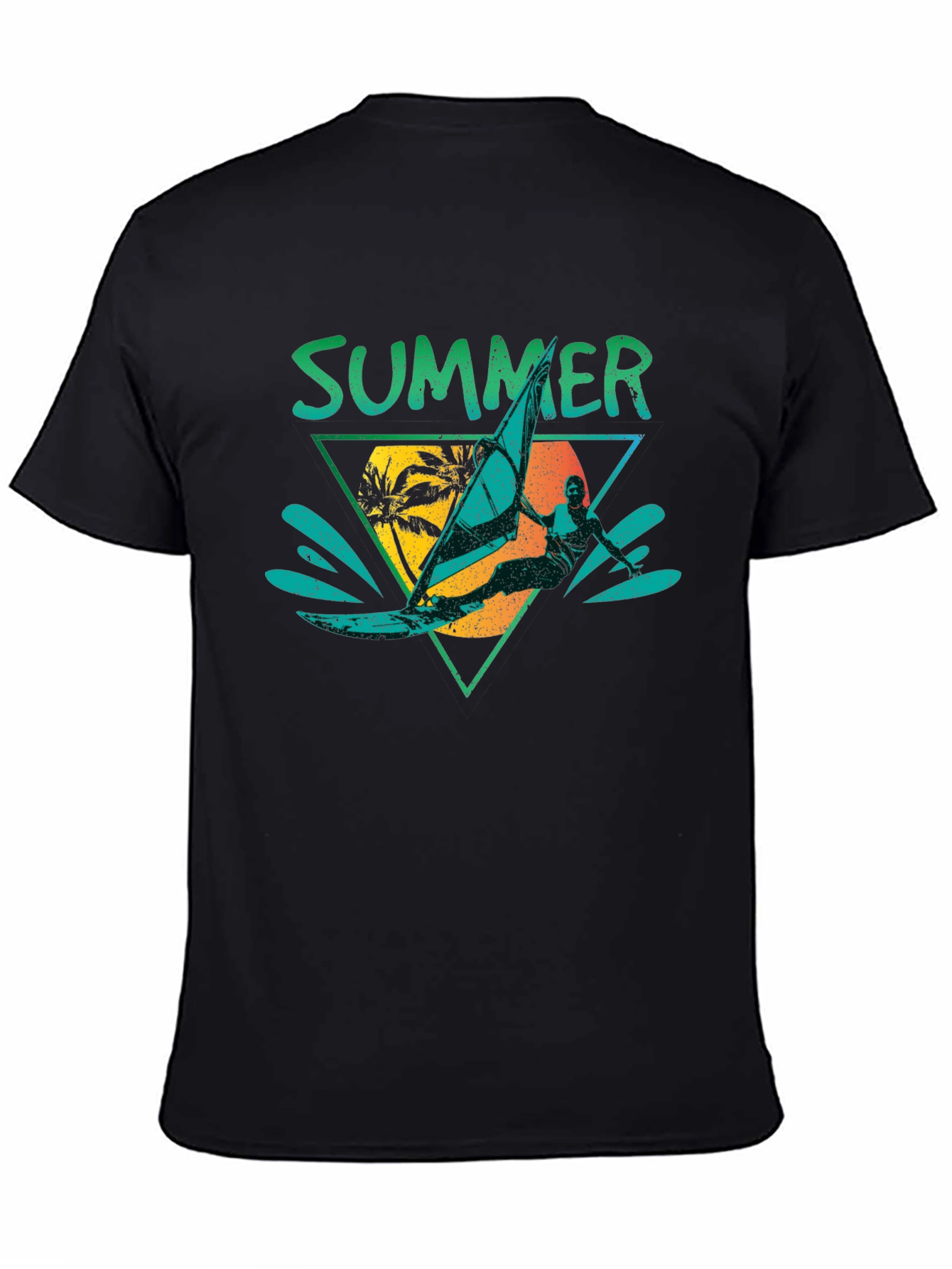 Black Summer Windsurfer Graphic T-Shirt view 4