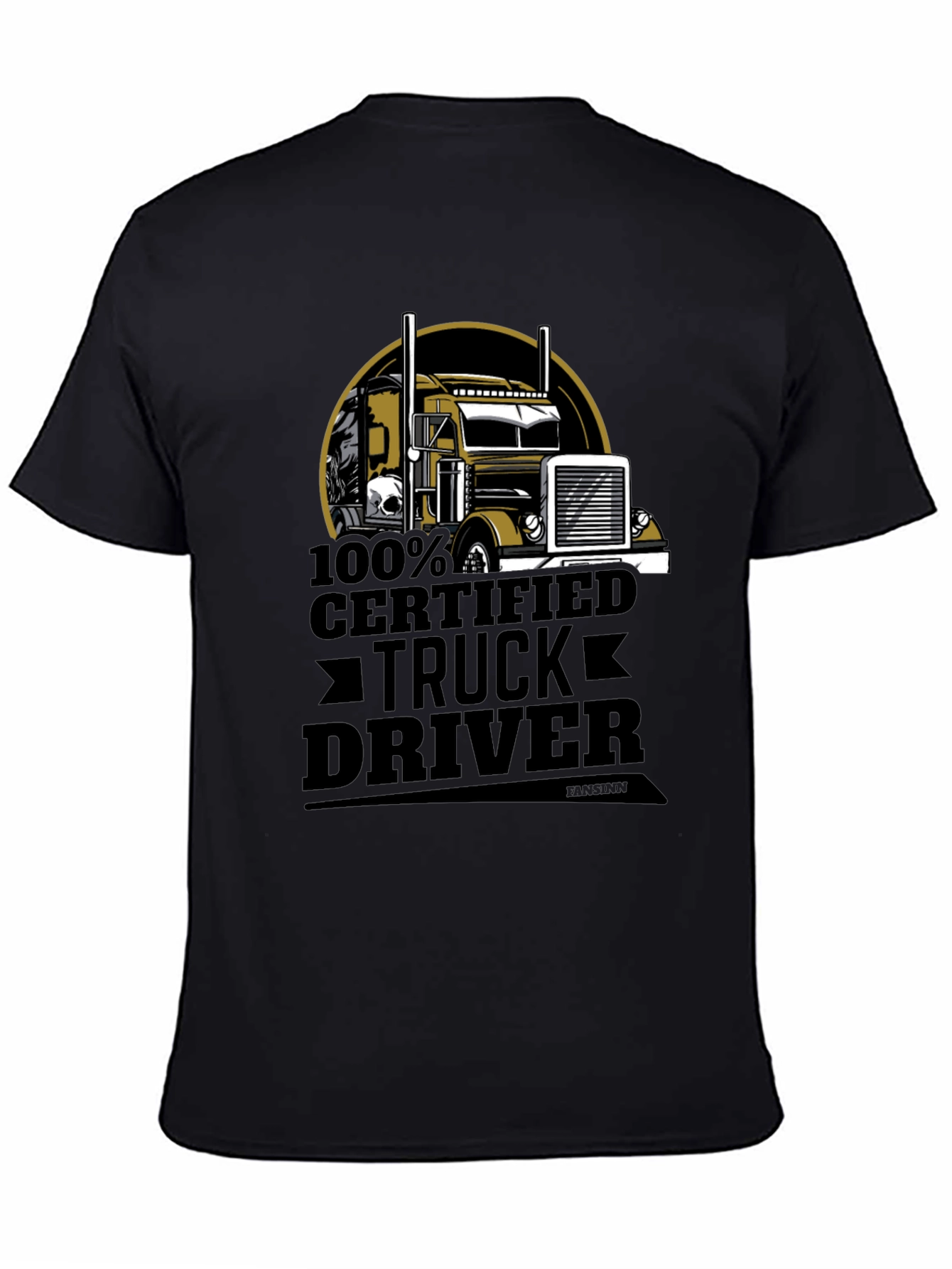 Black 100% Certified Truck Driver Black T-Shirt view 4