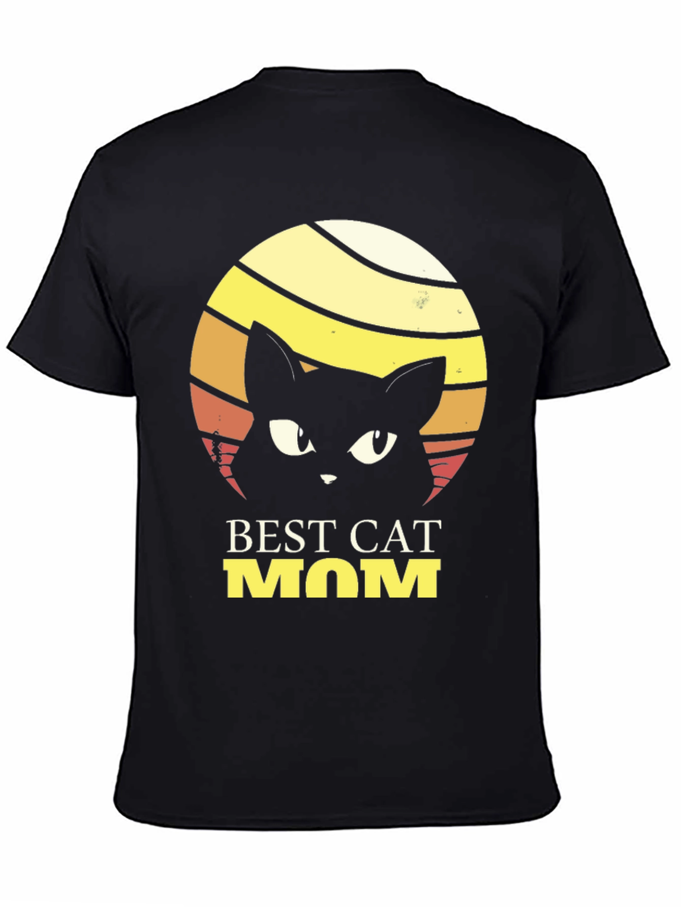 Black Best Cat Mom T-Shirt - Retro Style view 4