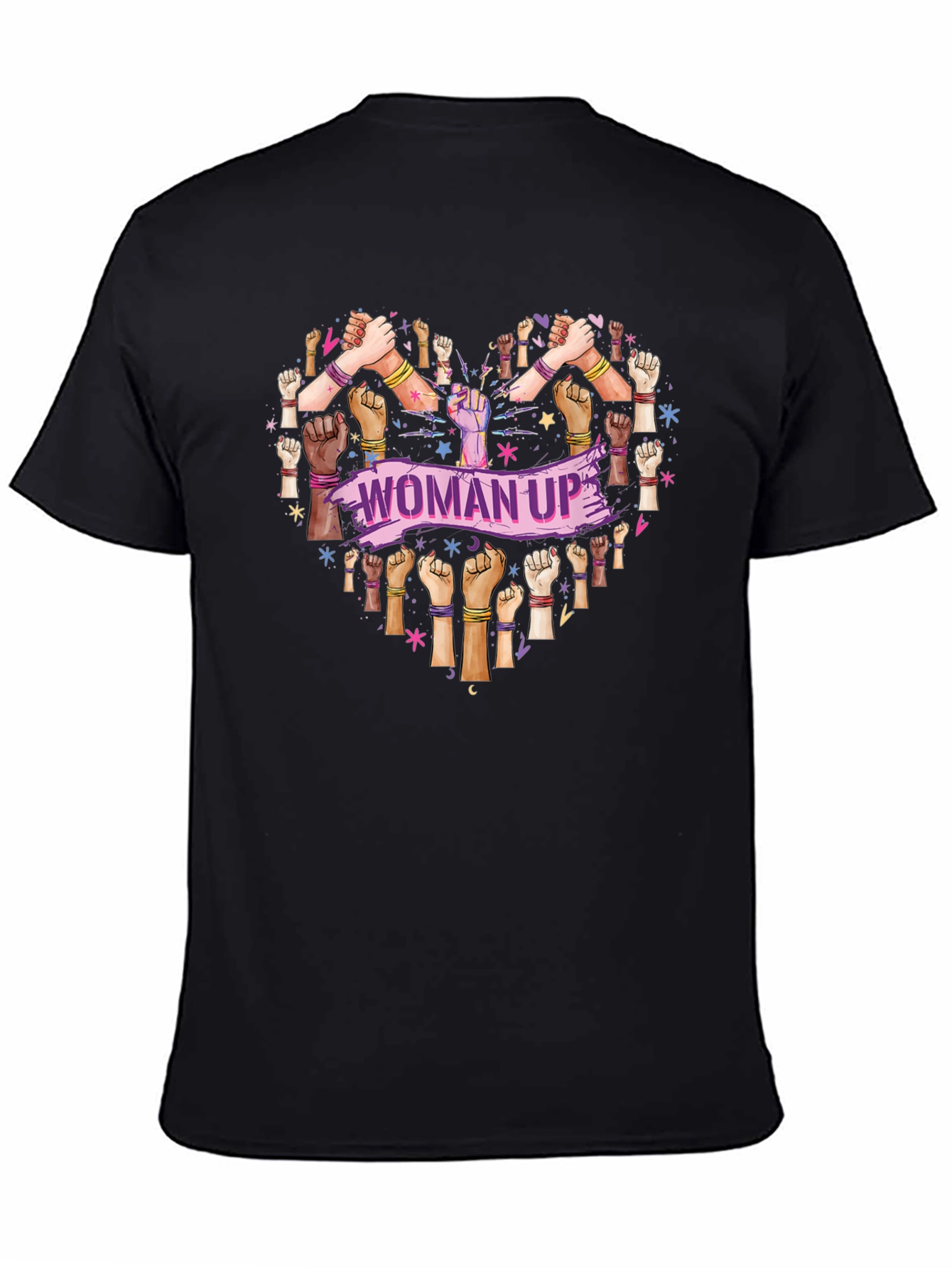 Black Woman Up T-Shirt - Heart Graphic Tee view 4