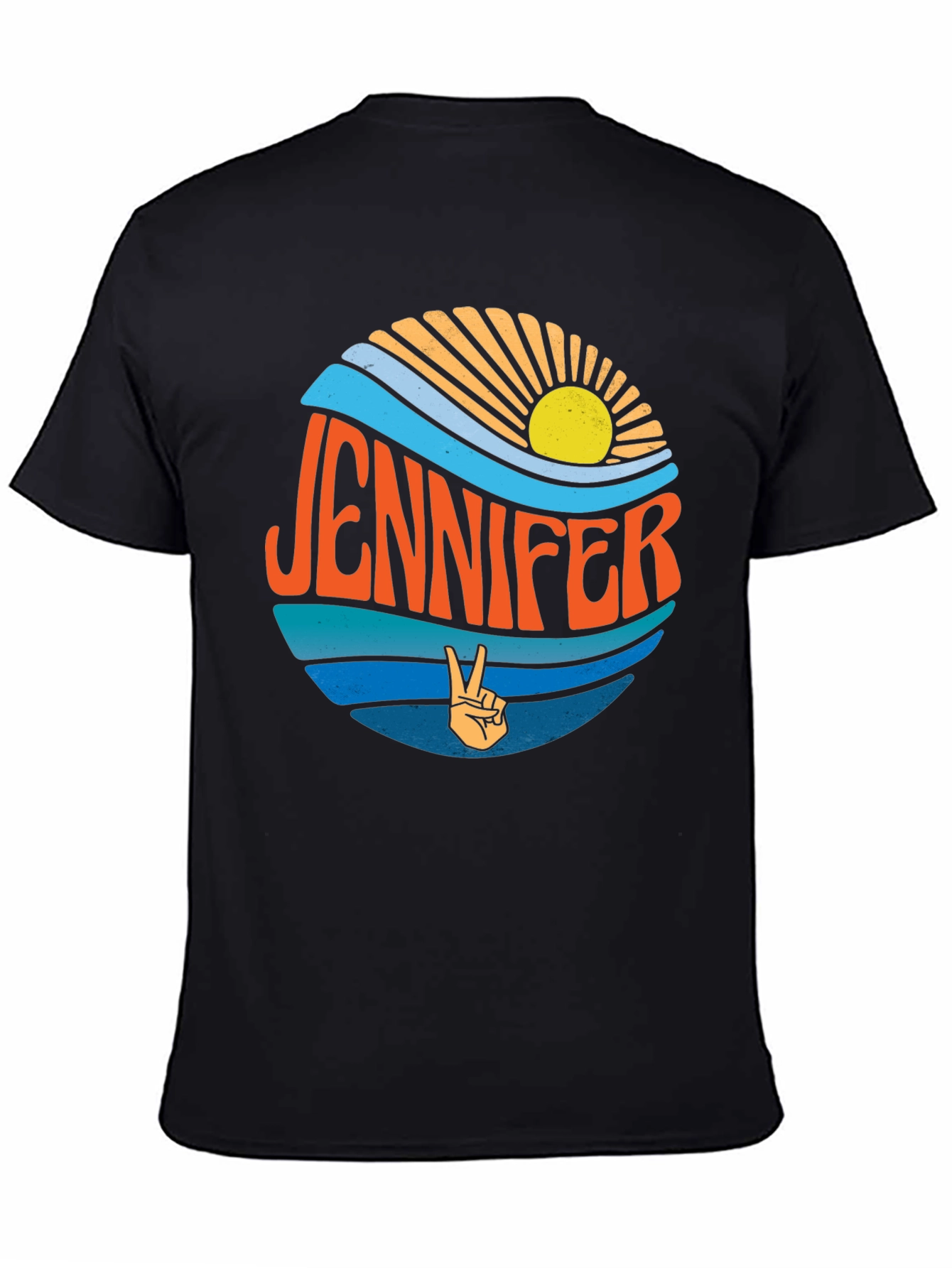 Black Retro Jennifer Peace Sign T-Shirt view 4