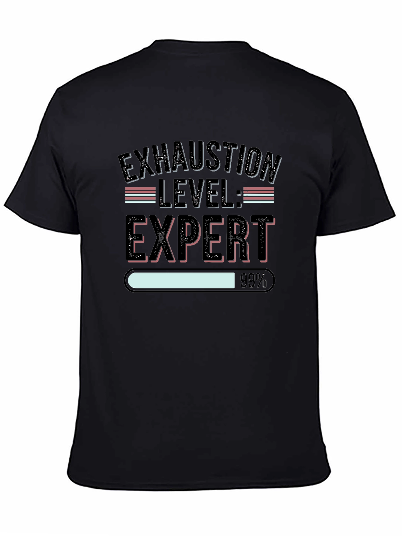 Black Exhaustion Level: Expert Black Graphic Tee view 4