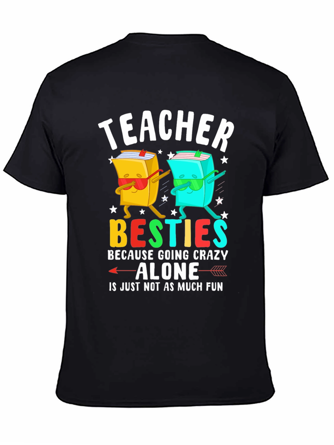 Black Teacher Besties T-Shirt Funny Teacher Gift view 4