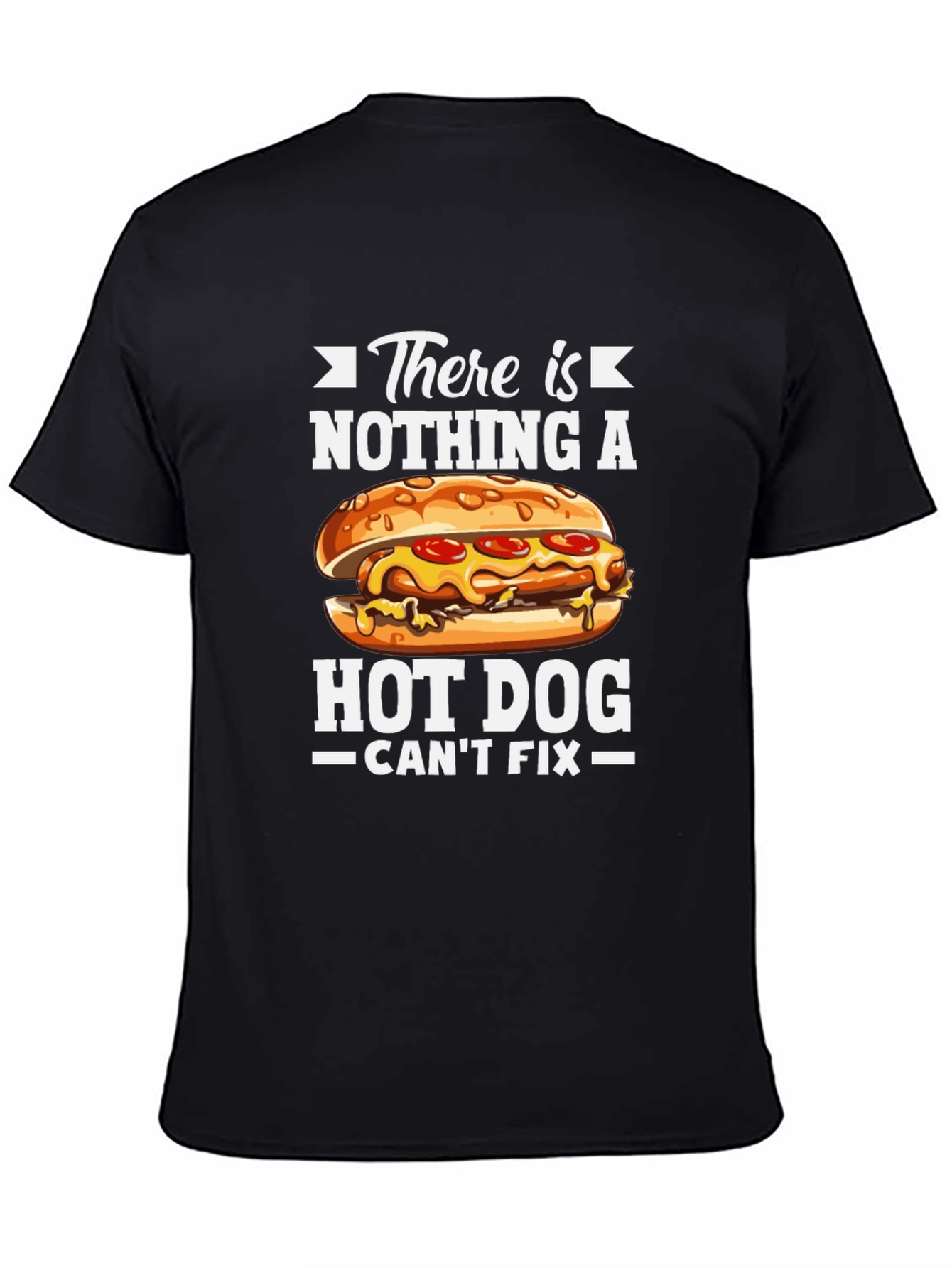 Black Funny Hot Dog Fix T-Shirt view 4