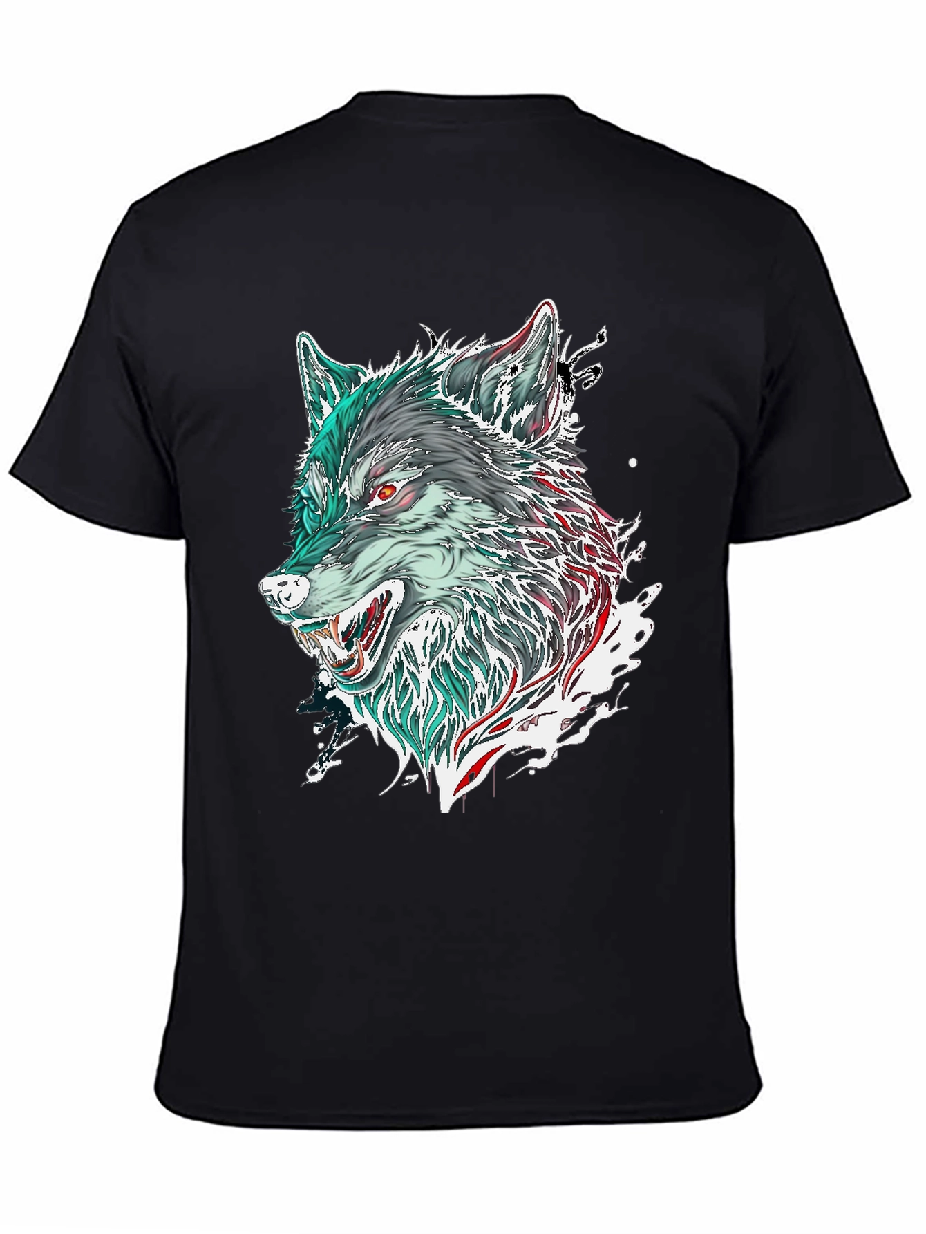 Black Wolf Graphic Print Black T-Shirt view 4