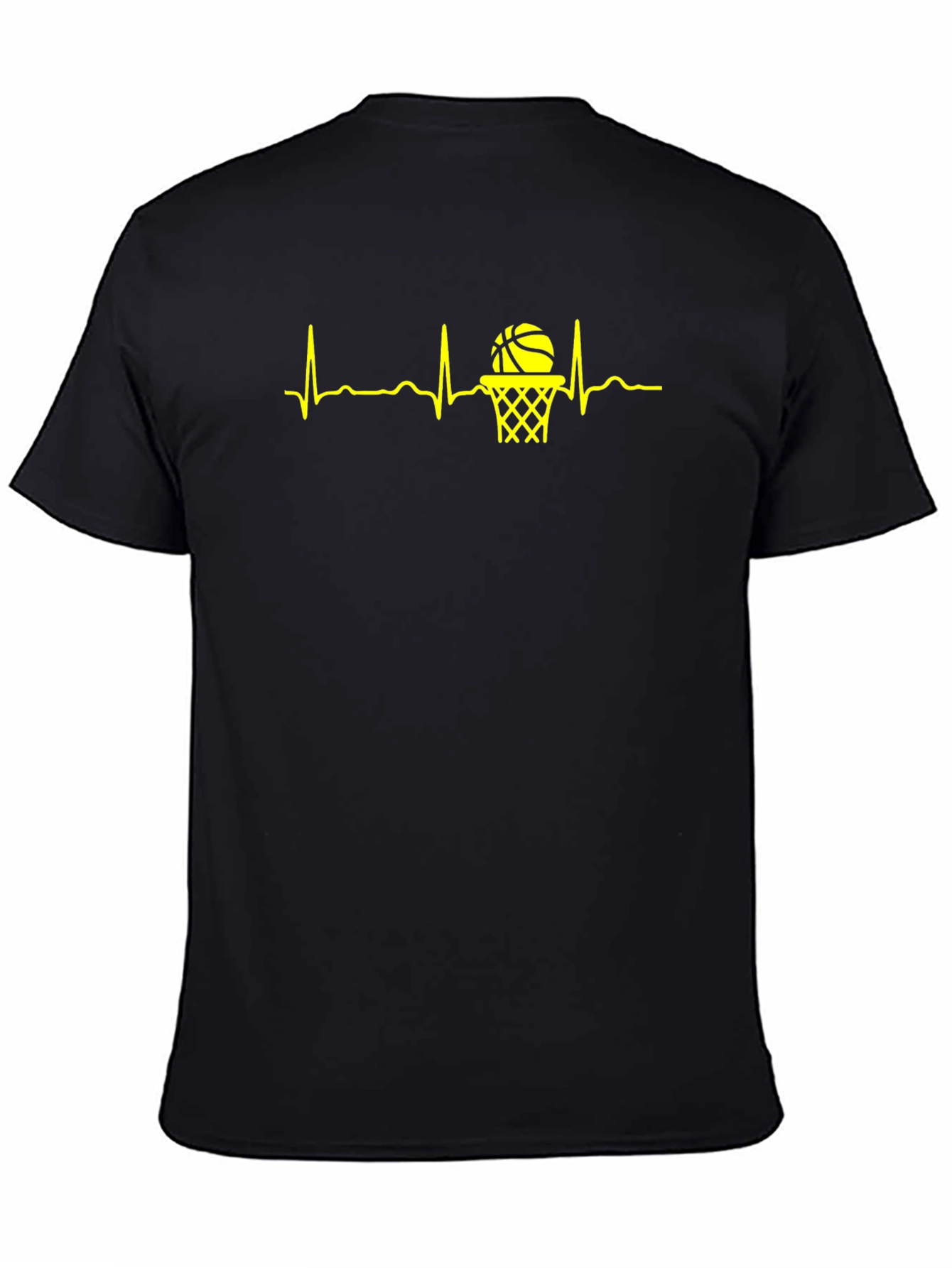 Black Basketball Heartbeat T-Shirt view 4