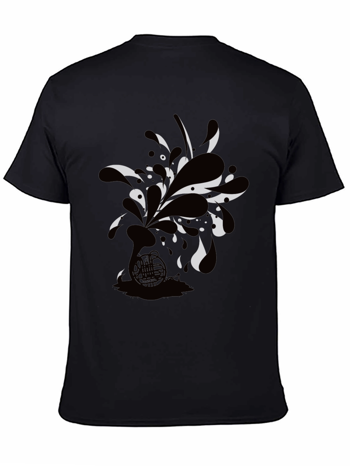 Black Black Tee with Abstract Horn Graphic view 4