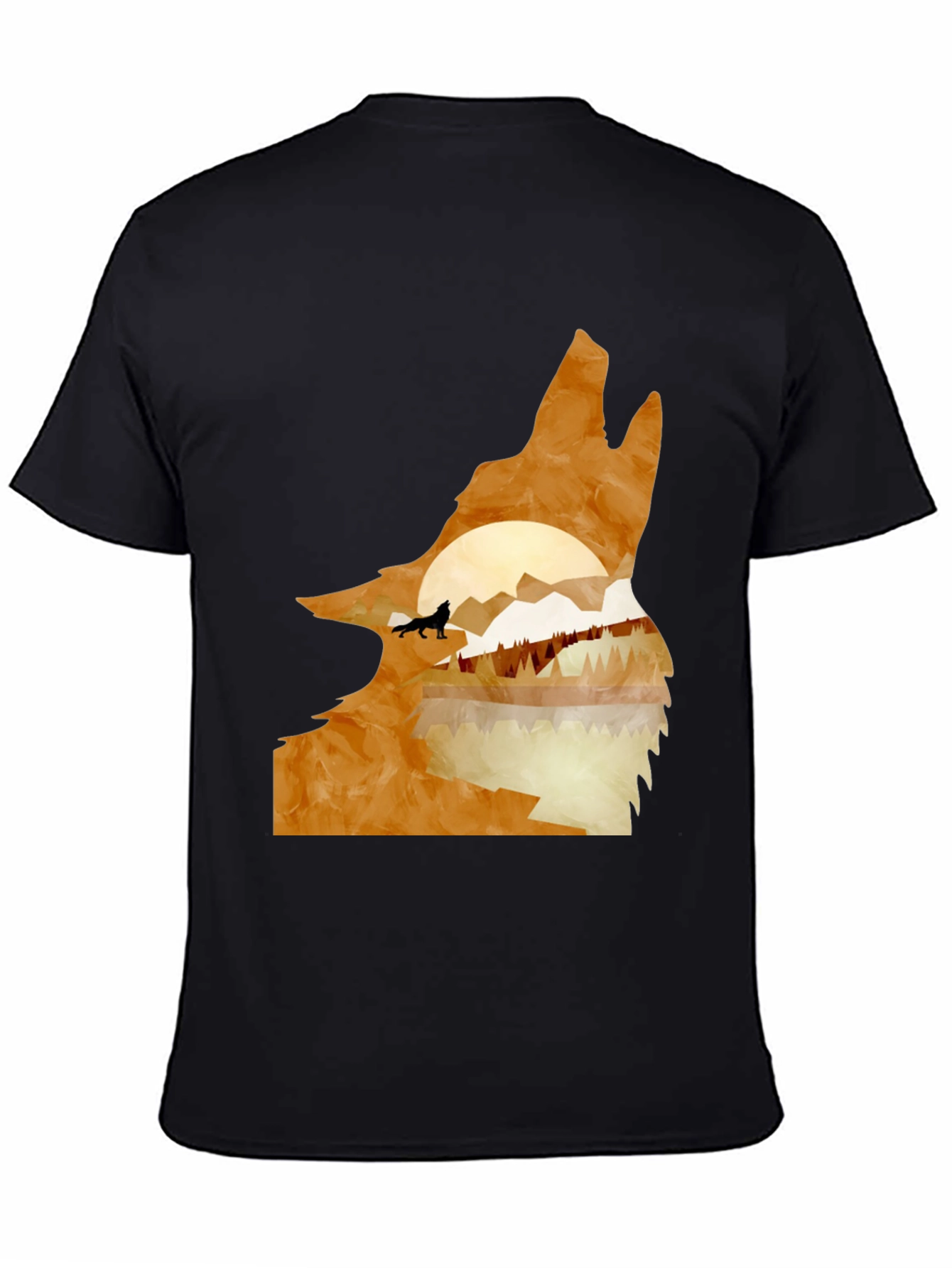 Black Wolf Silhouette Graphic Tee - Nature Inspired Design view 4