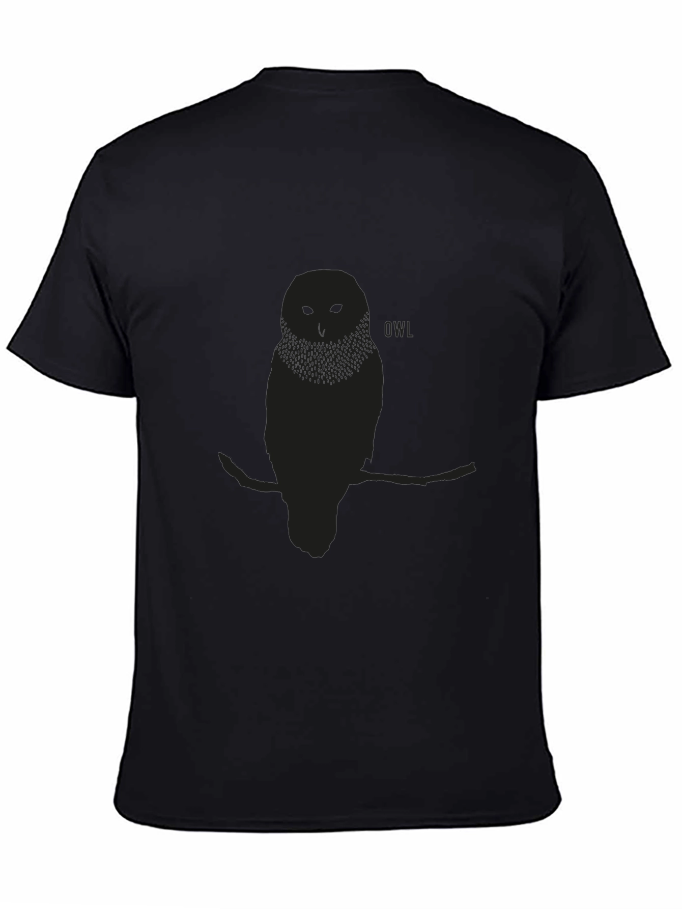 Black Men's Black Owl Graphic Print T-Shirt view 4