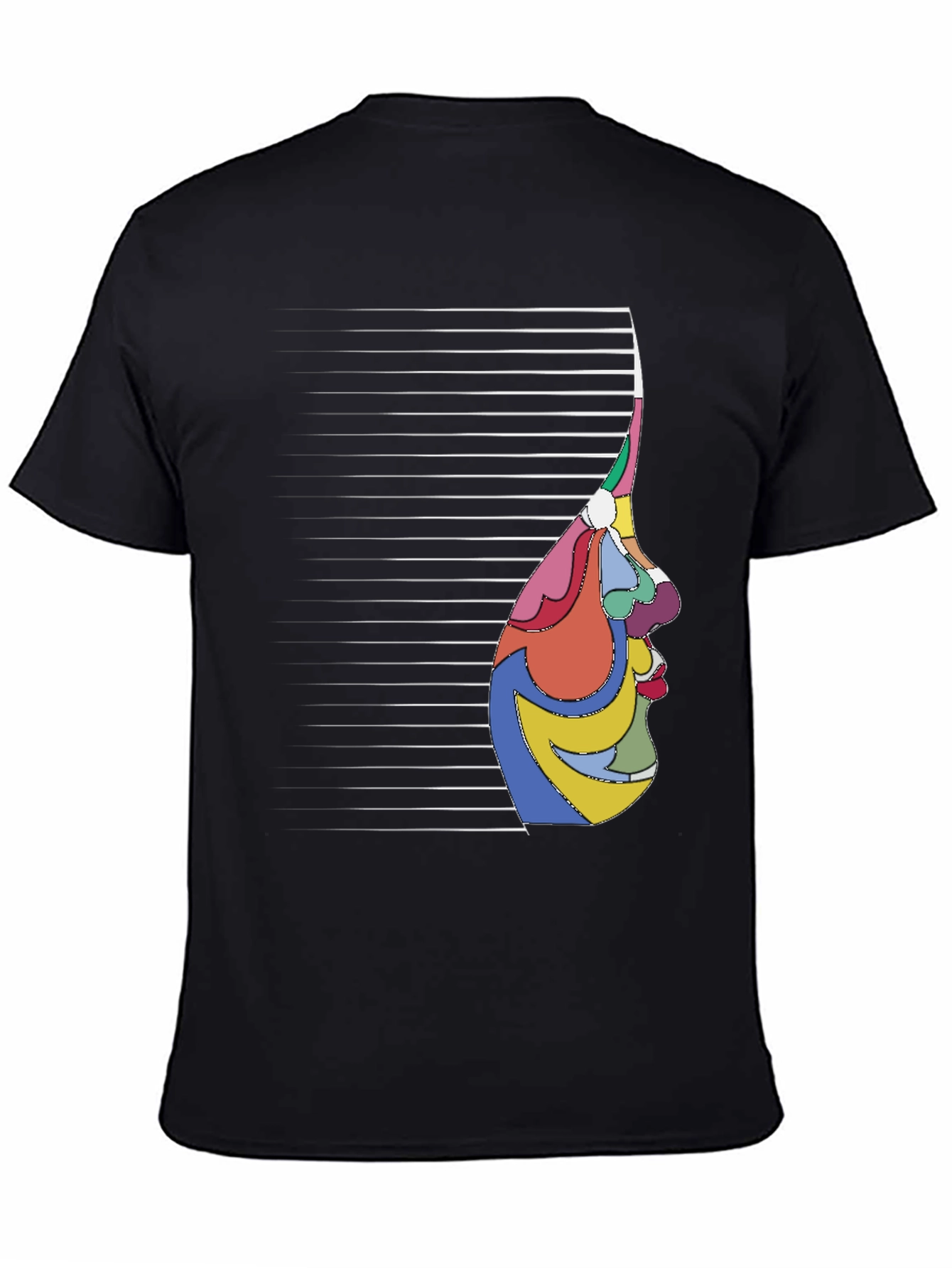 Black Abstract Face Graphic Tee - Modern Art Shirt view 4
