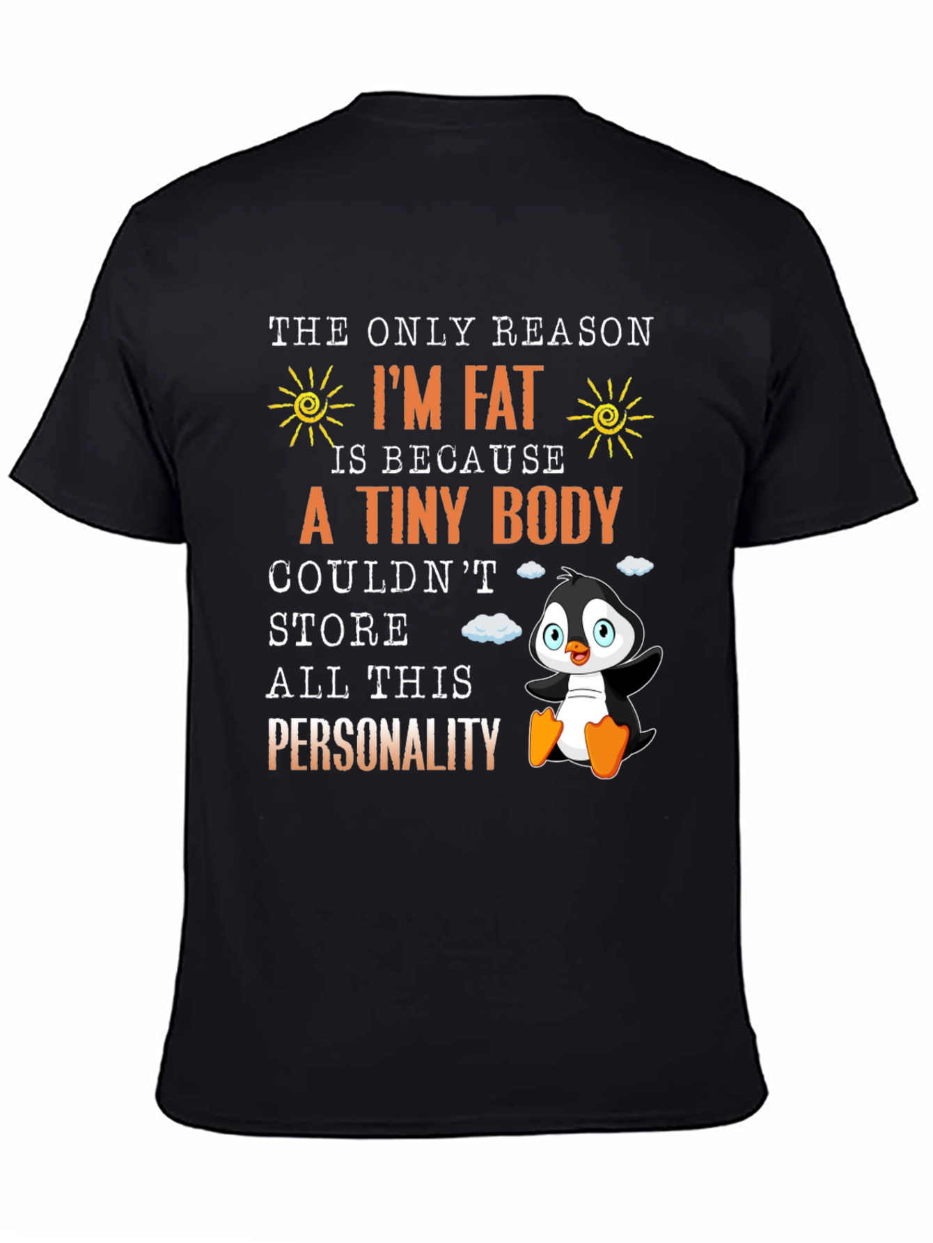 Black Funny I'm Fat Penguin T-Shirt - Personality view 4
