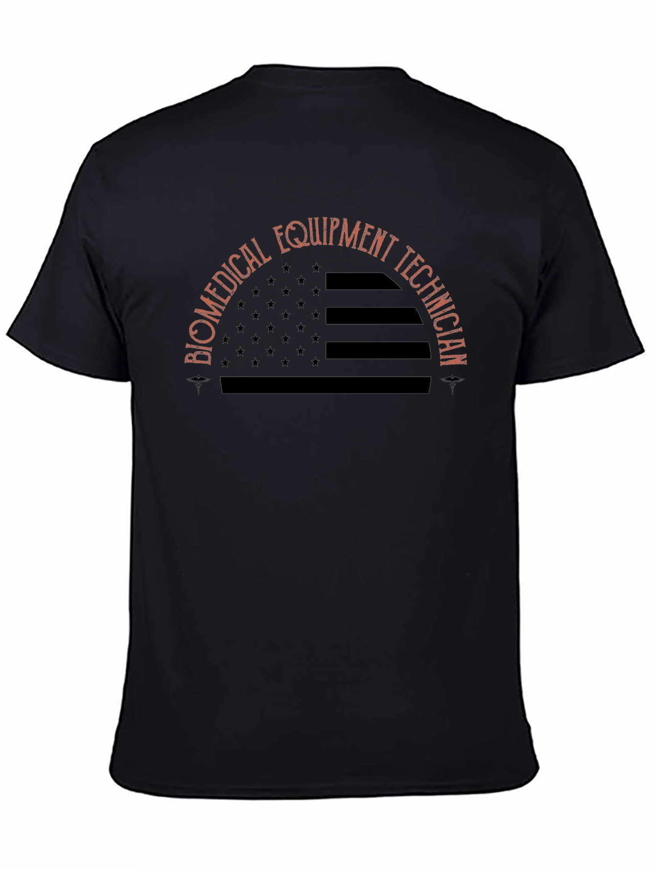 Black Biomedical Equipment Technician Flag T-Shirt view 4