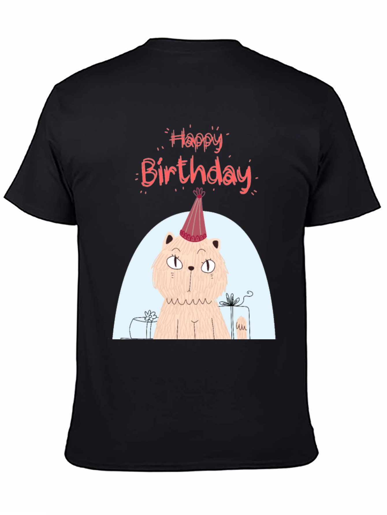 Black Birthday Cat T-Shirt - Fun Party Tee view 4