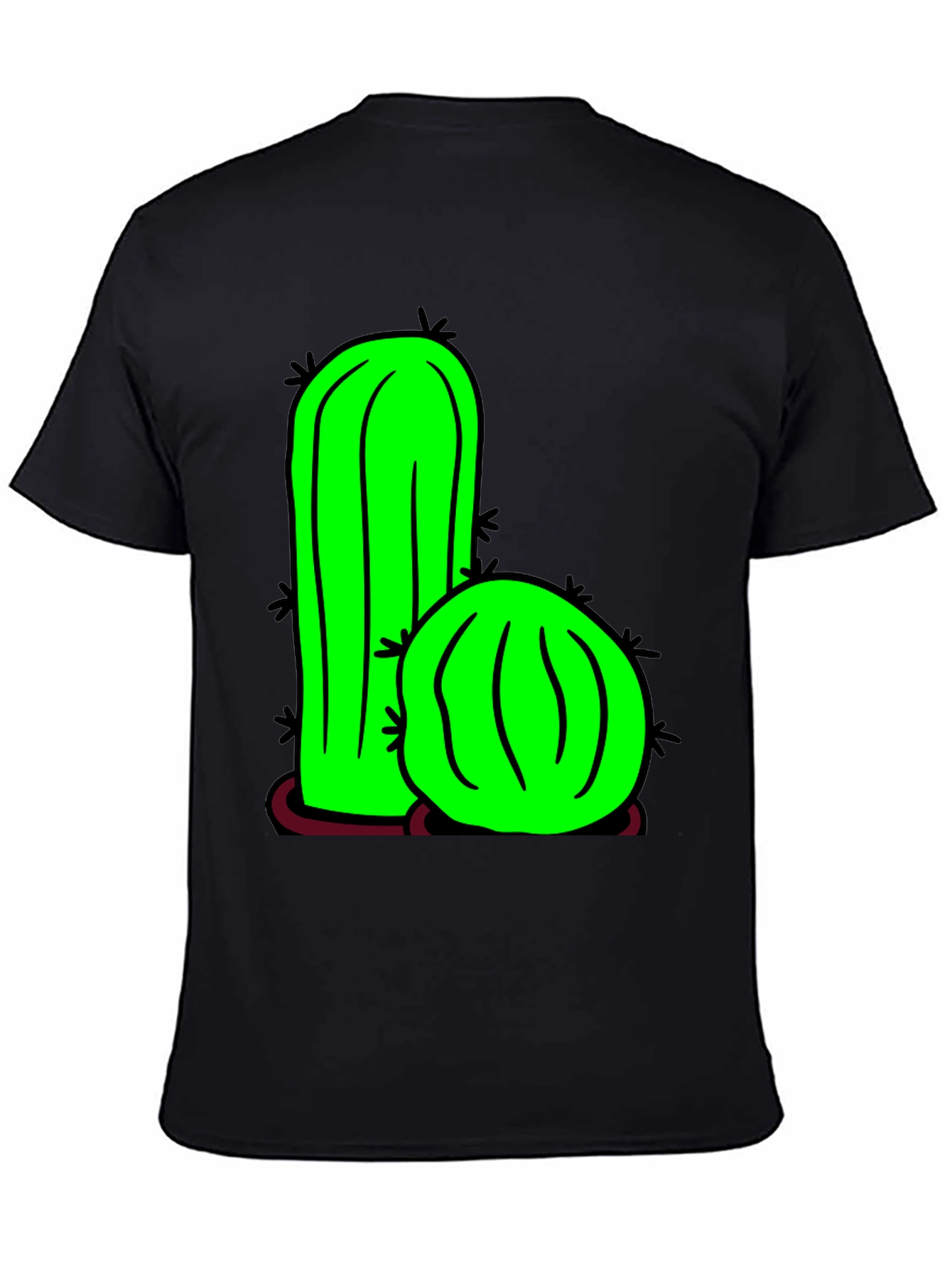 Black Cactus Graphic Tee - Fun Novelty T-Shirt view 4