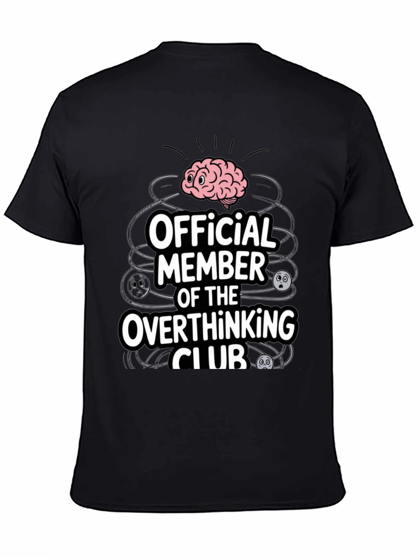 Black Overthinking Club T-Shirt - Funny Mental Health Tee view 4