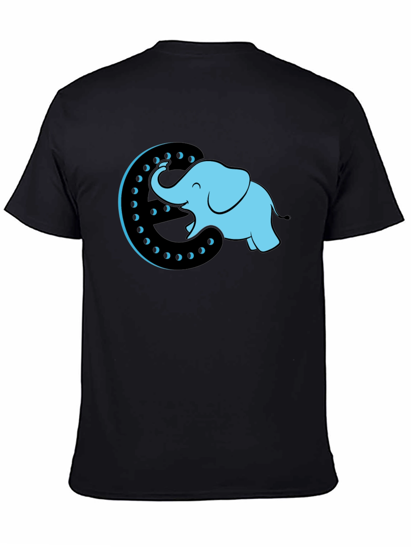 Black Elephant Moon Graphic Tee - Black Cotton T-Shirt view 4