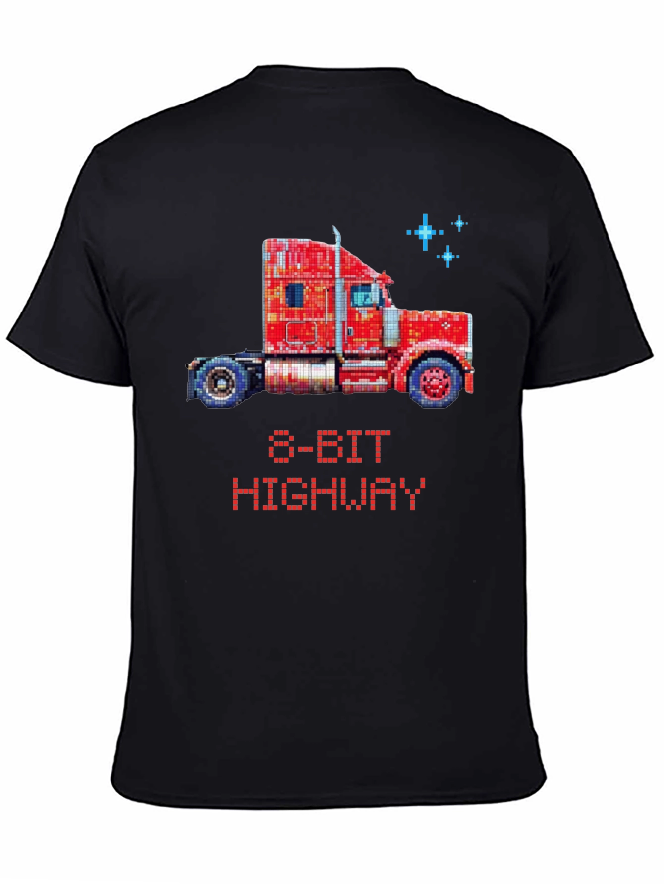 Black 8-Bit Highway Trucker T-Shirt - Retro Gaming Style view 4