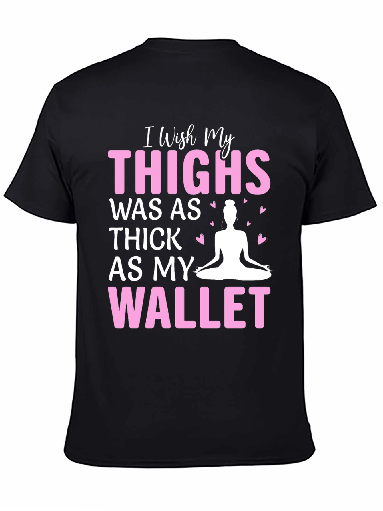 Black Funny Yoga Thighs Wallet Black T-Shirt view 4