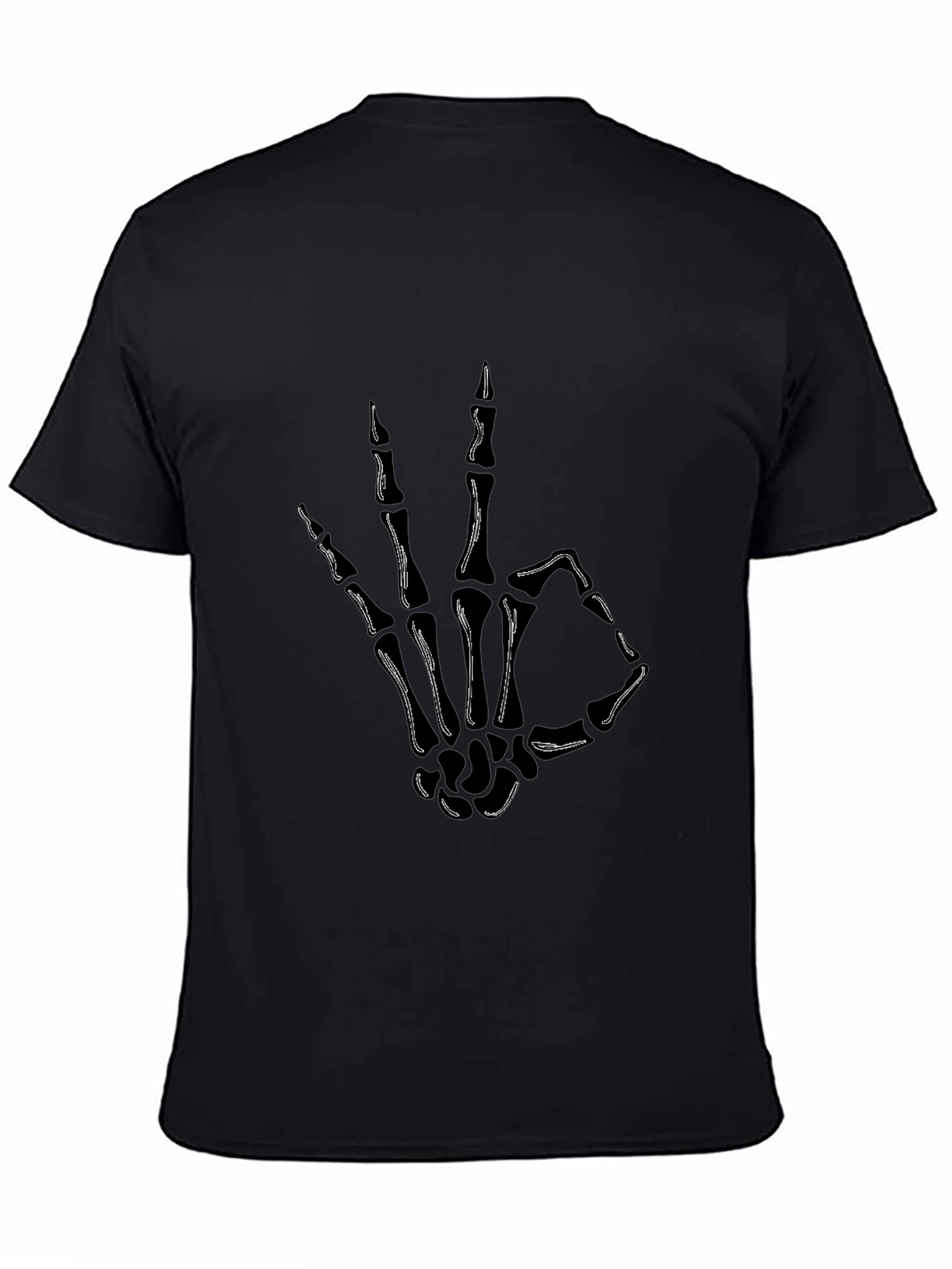 Black Skeleton Hand OK Sign Graphic Tee view 4