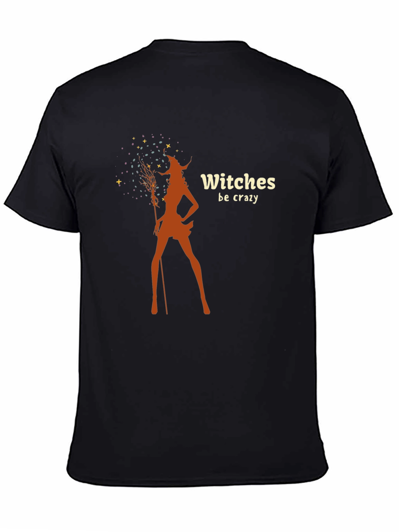 Black Witches Be Crazy Graphic Tee - Black Cotton T-Shirt view 4