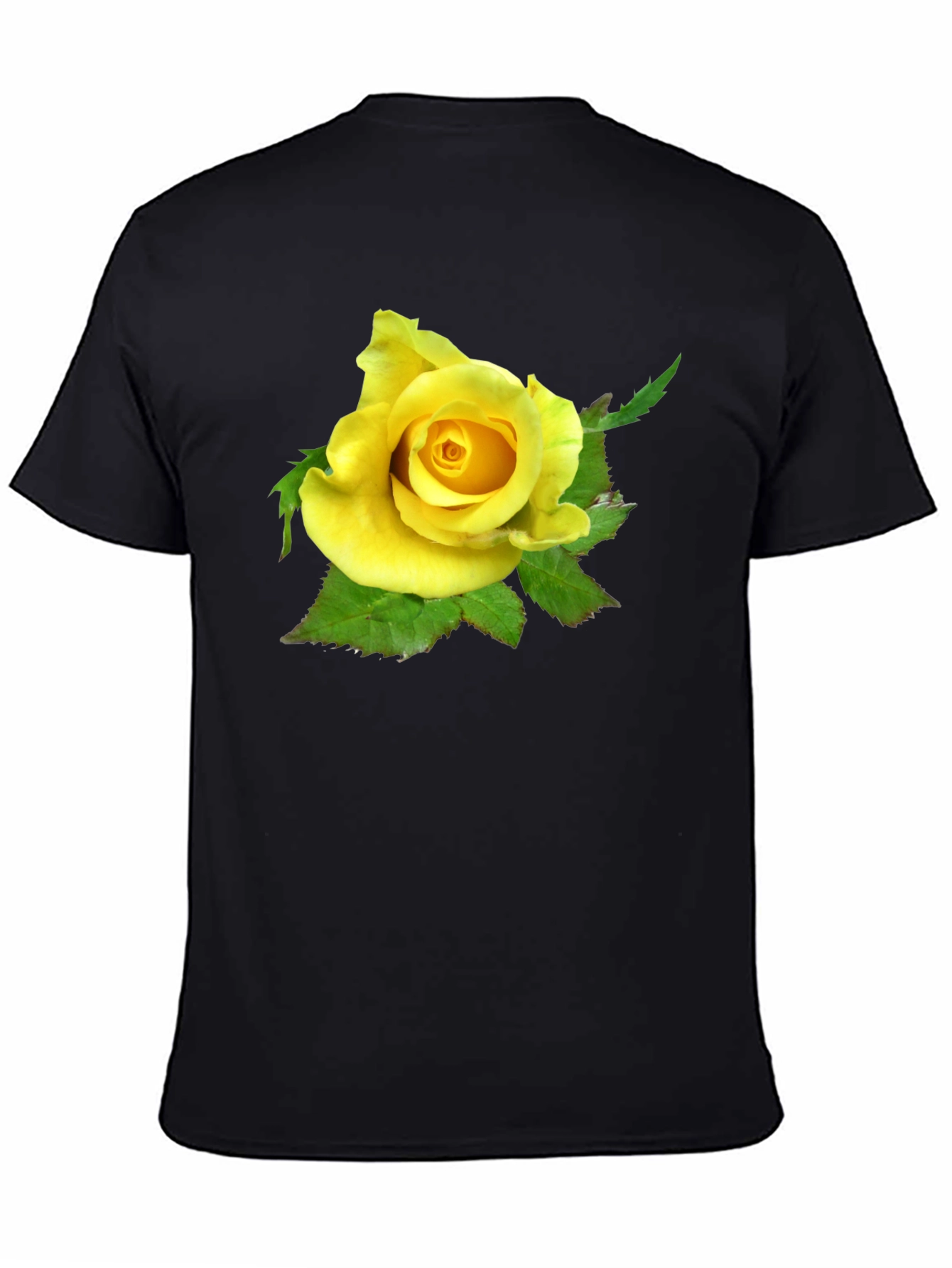 Black Yellow Rose Graphic Tee - Black Casual T-Shirt view 4