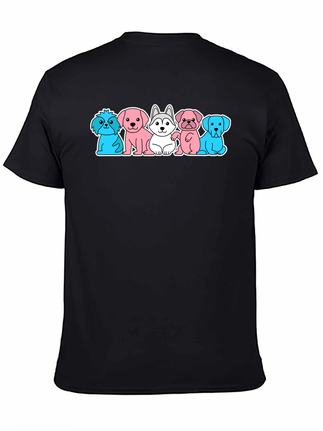 Black Cute Dog Breed Cartoon T-Shirt view 4