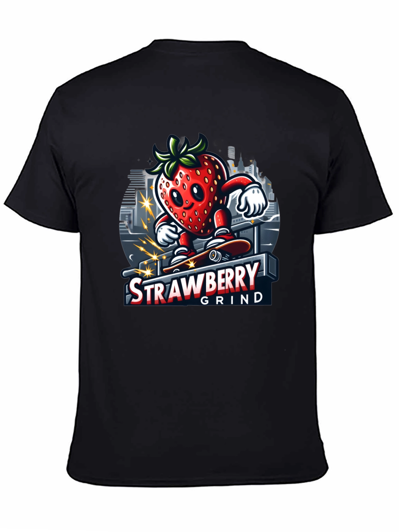 Black Strawberry Grind T-Shirt - Cool Graphic Tee view 4