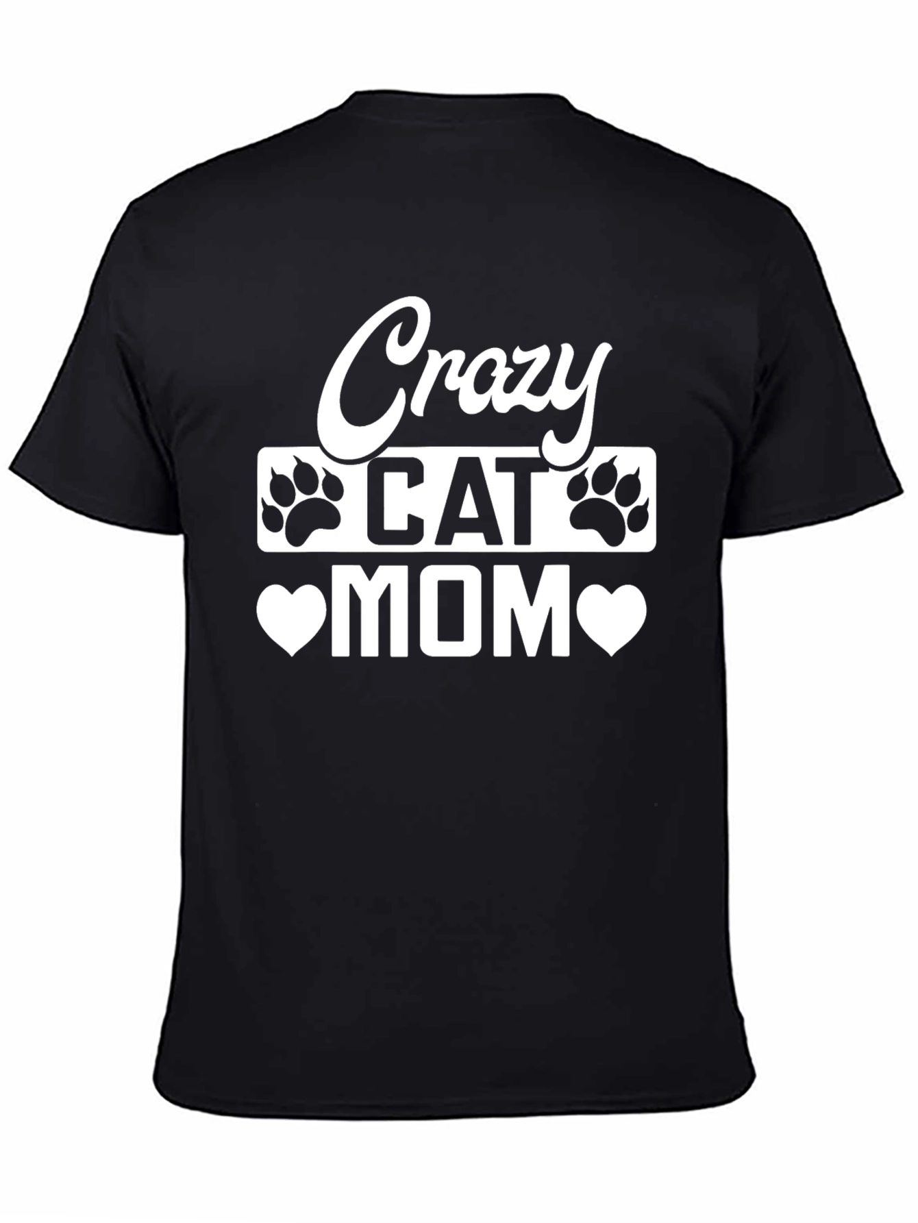 Black Crazy Cat Mom Black T-Shirt view 4