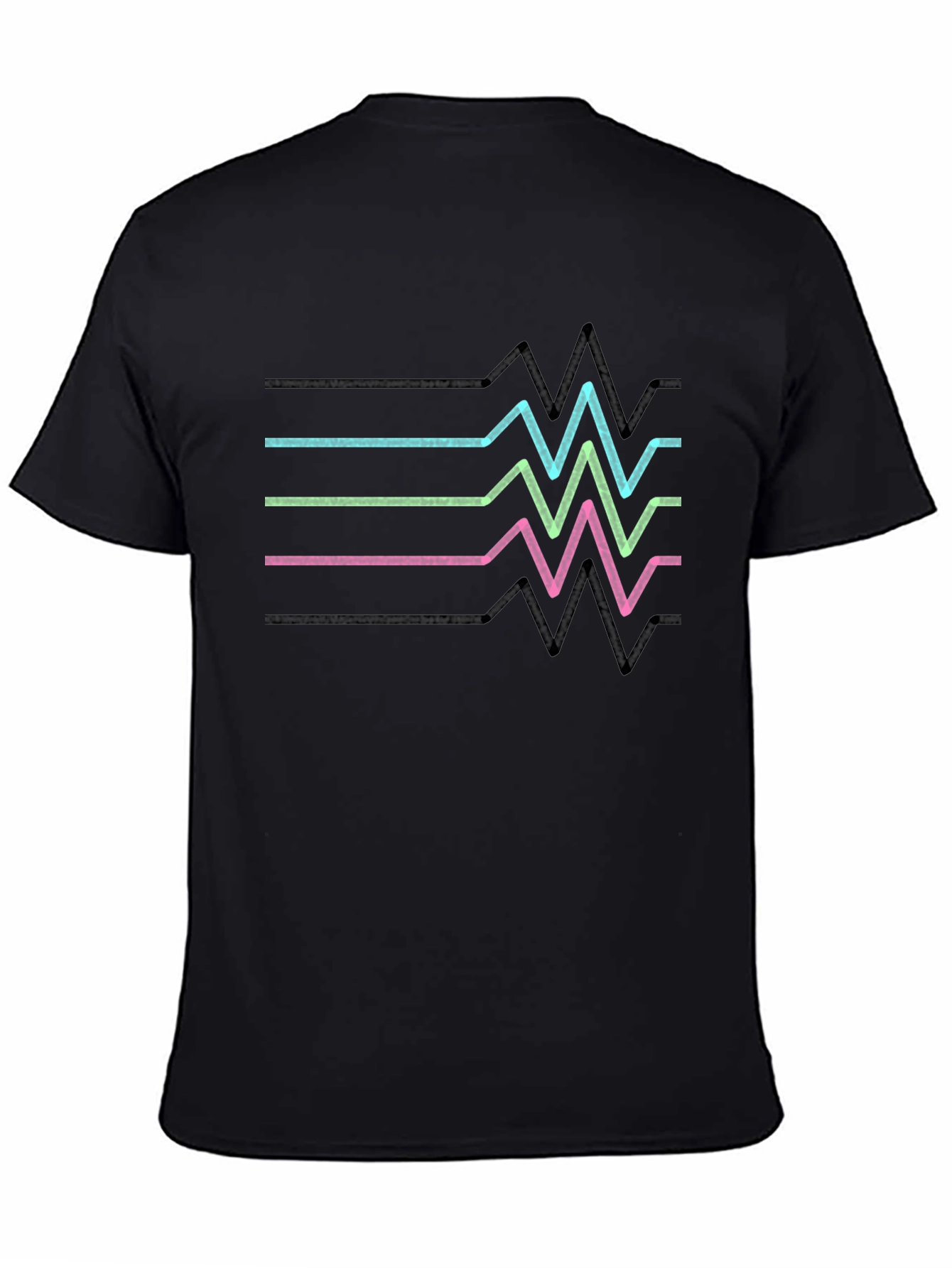 Black Retro Heartbeat Line T-Shirt - Black view 4
