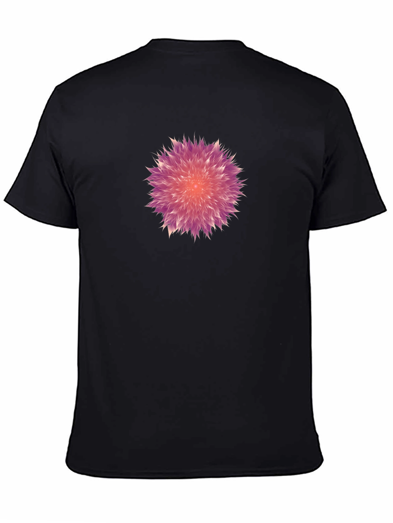 Black Men's Black T-Shirt with Burst Design view 4