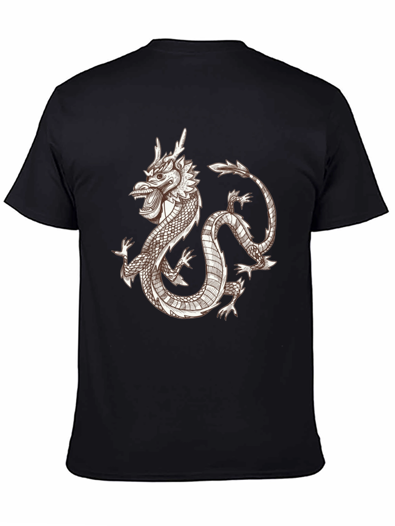Black Dragon Graphic Tee - Black Crew Neck Short Sleeve Shirt view 4