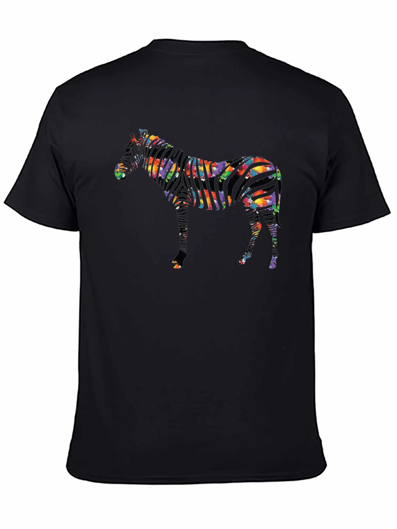 Black Stylish Zebra Graphic Black T-Shirt view 4